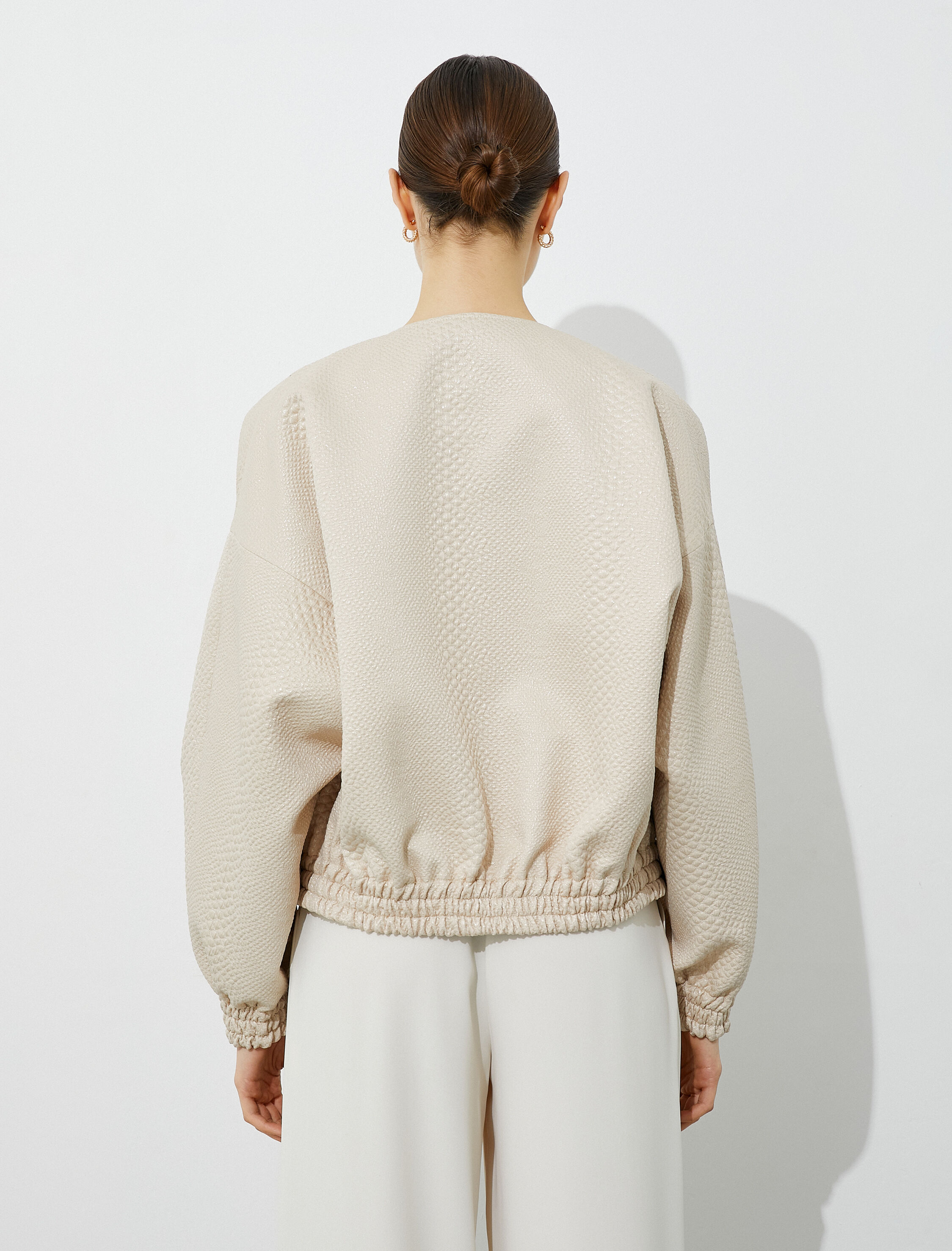   Kroko Dokulu Fermuarlı Bomber Ceket