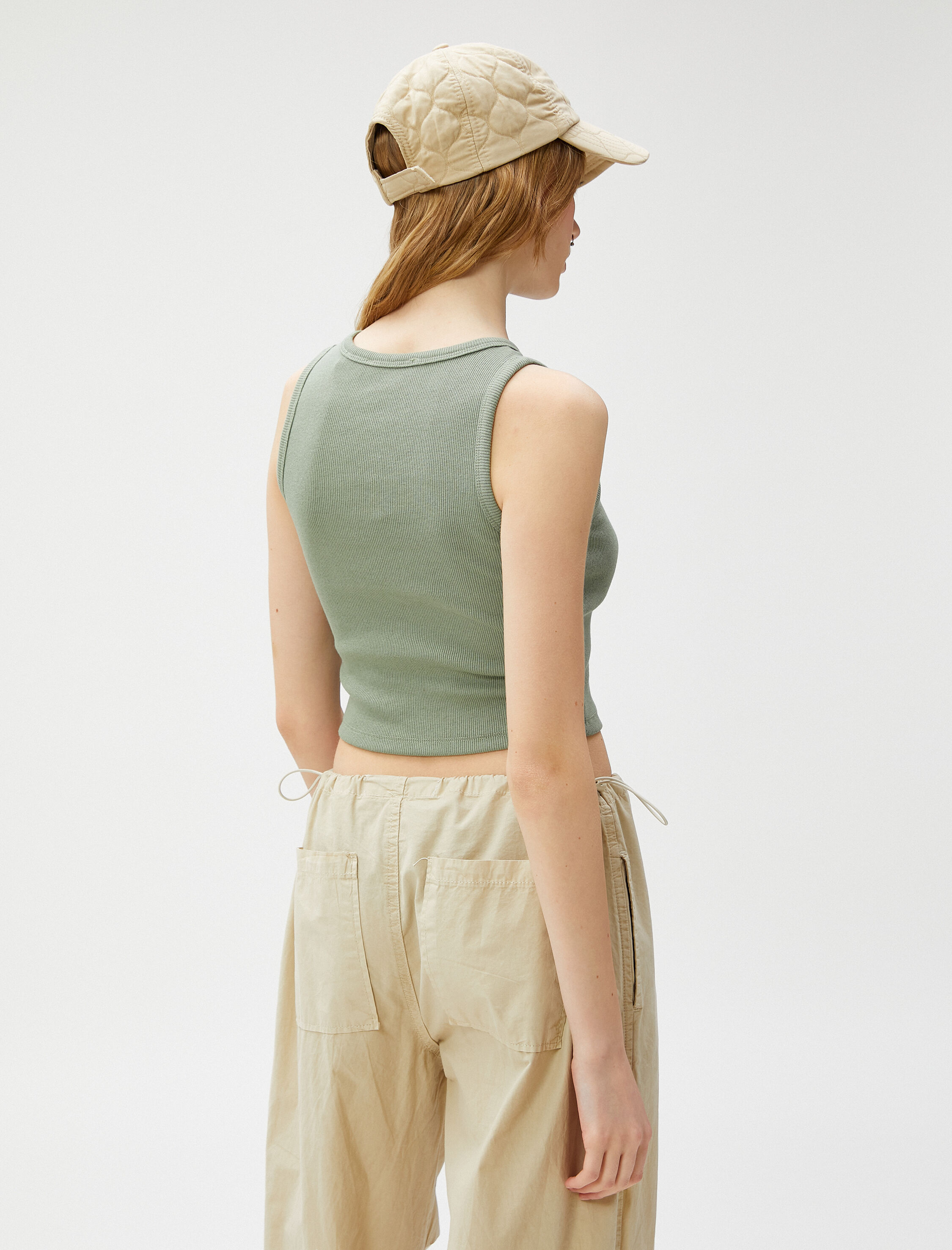   Crop Atlet Baskılı Fitilli Bisiklet Yaka