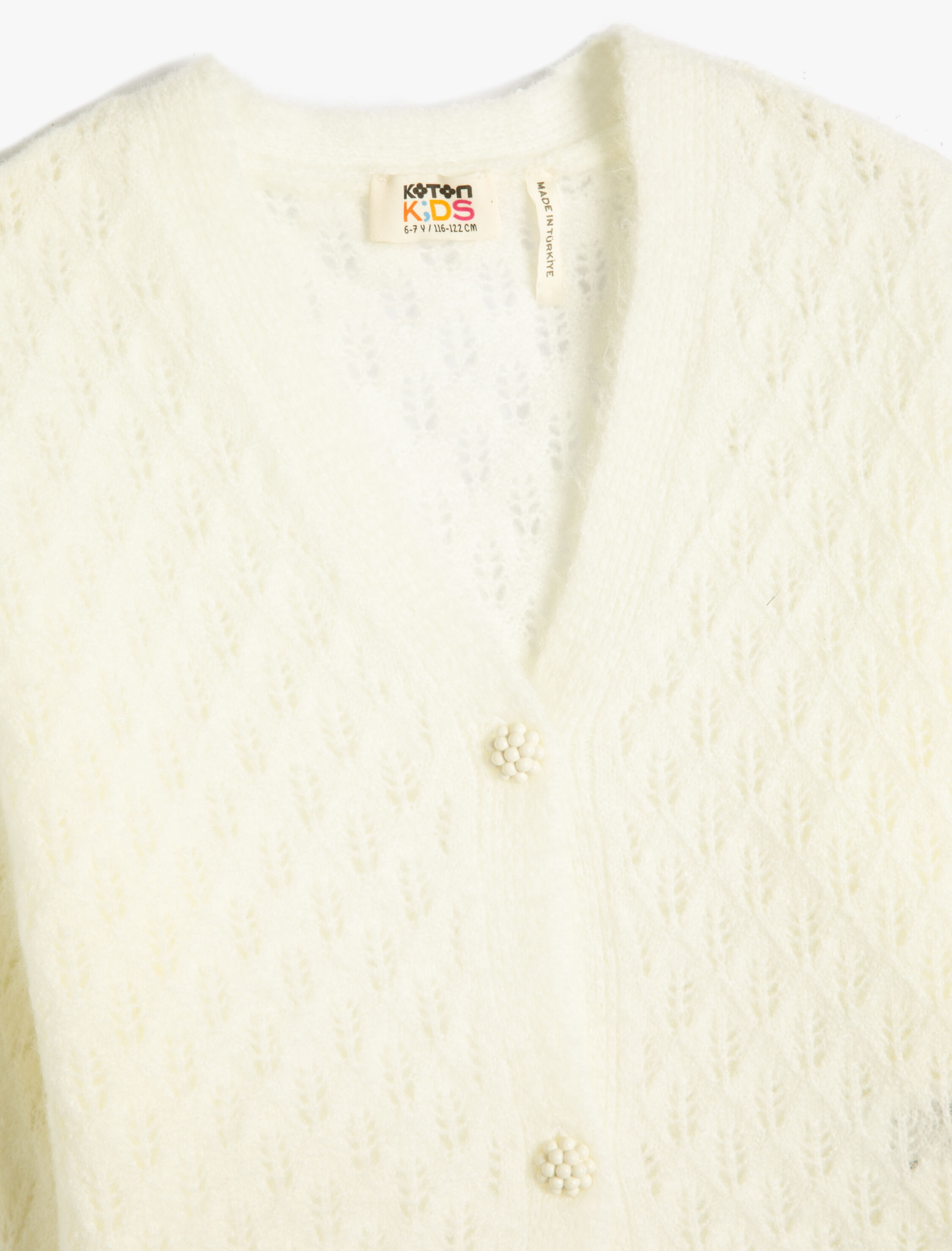  Kız Çocuk Hırka V Yaka Düğmeli Yumuşak Dokulu Uzun Kollu