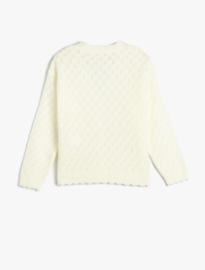 Kız Çocuk Hırka V Yaka Düğmeli Yumuşak Dokulu Uzun Kollu