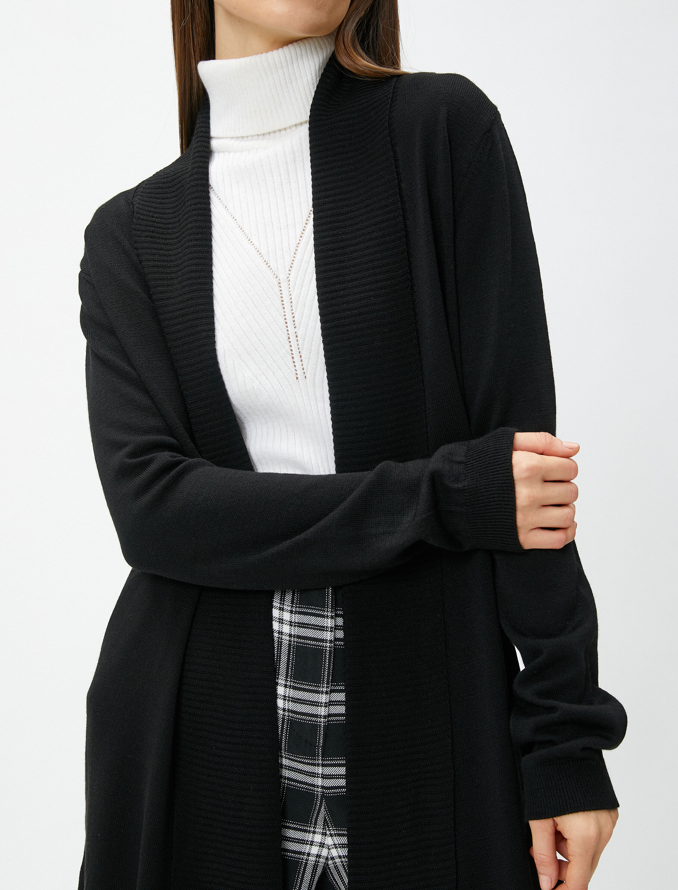   Oversize Triko Hırka Şal Yaka