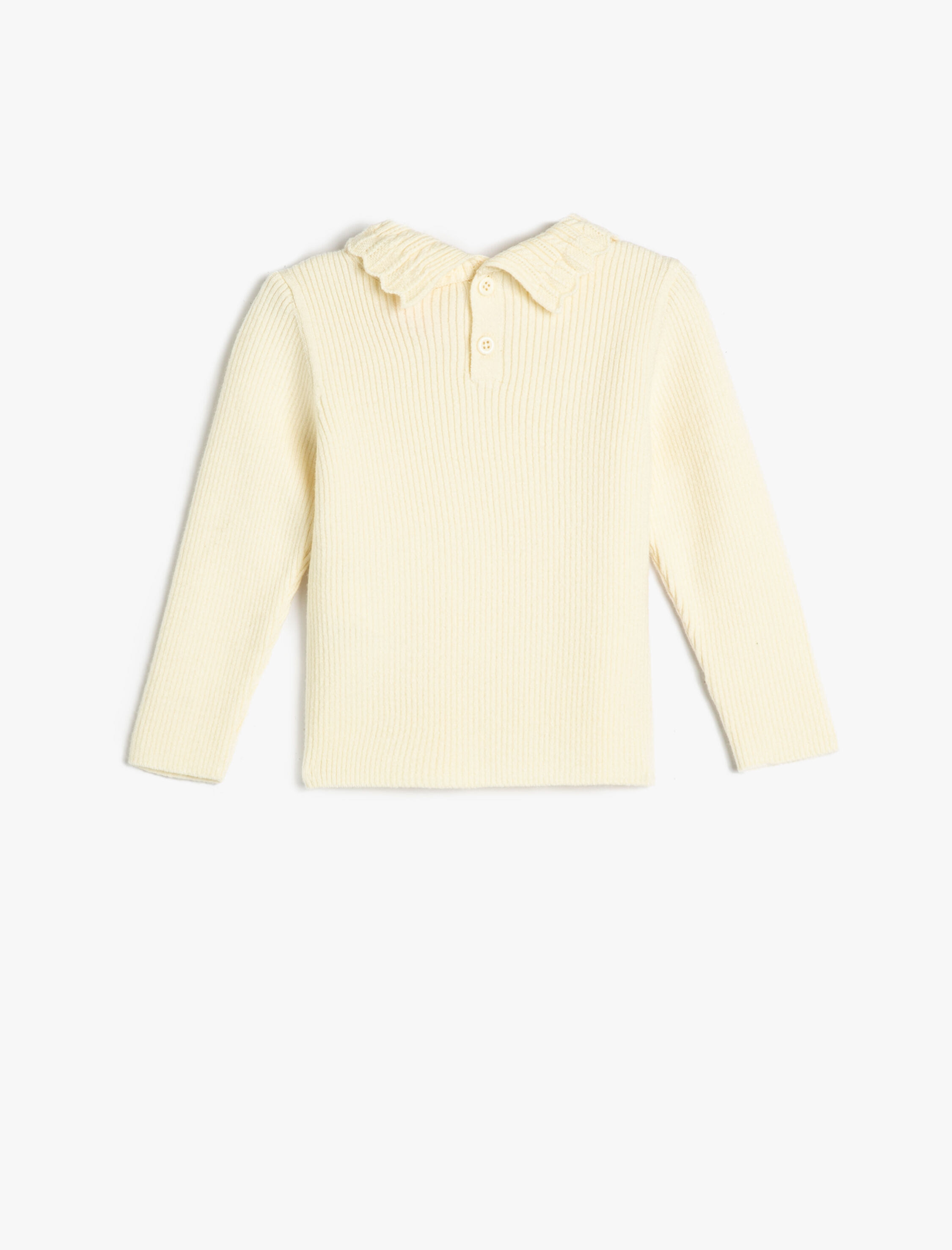  Kız Bebek Basic Sweatshirt Dik İşlemeli Yaka Arkadan Düğmeli Uzun Kollu