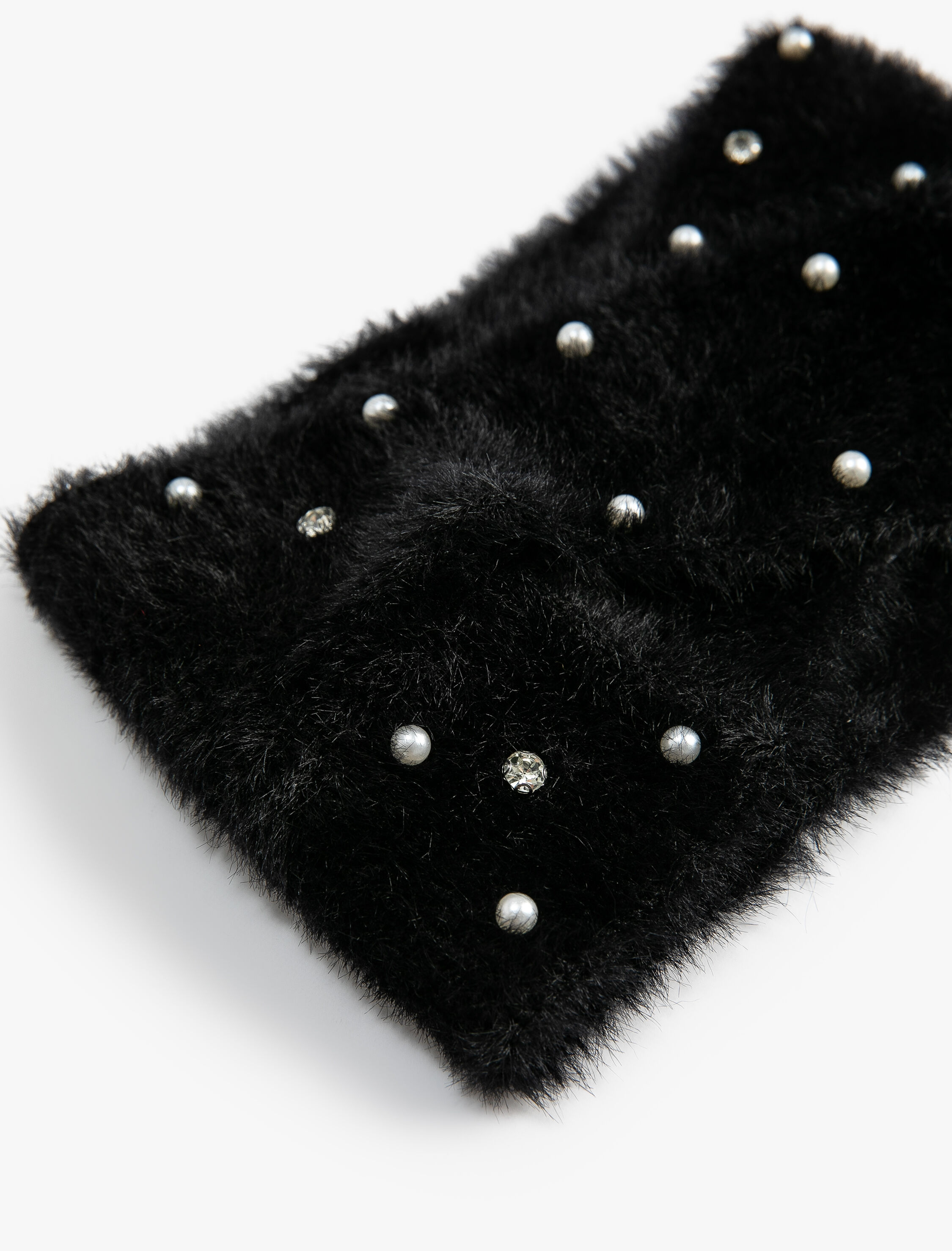  Kadın Peluş Triko Bandana İnci Detaylı