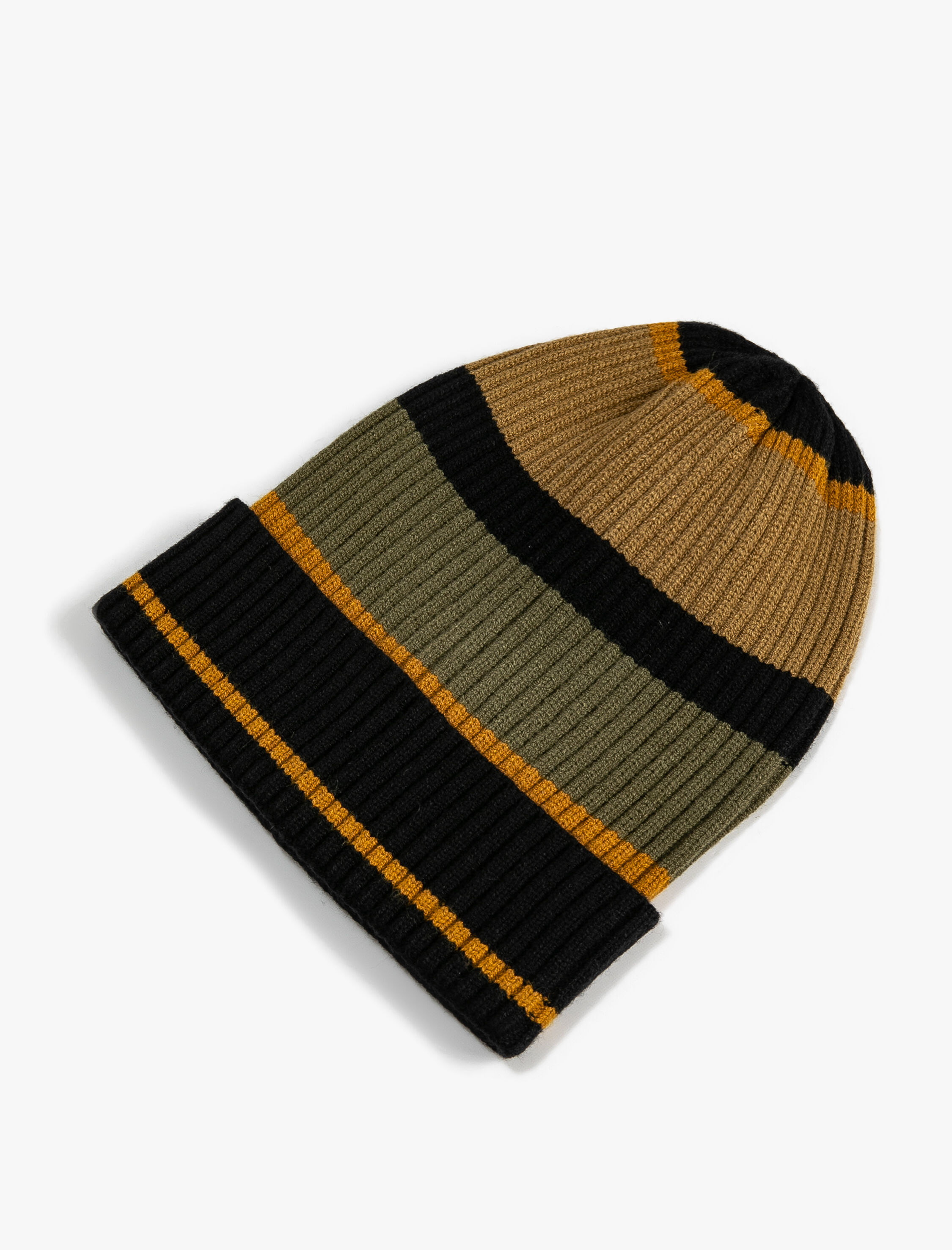 Erkek Örgü Bere Renk Bloklu Katlama Detaylı