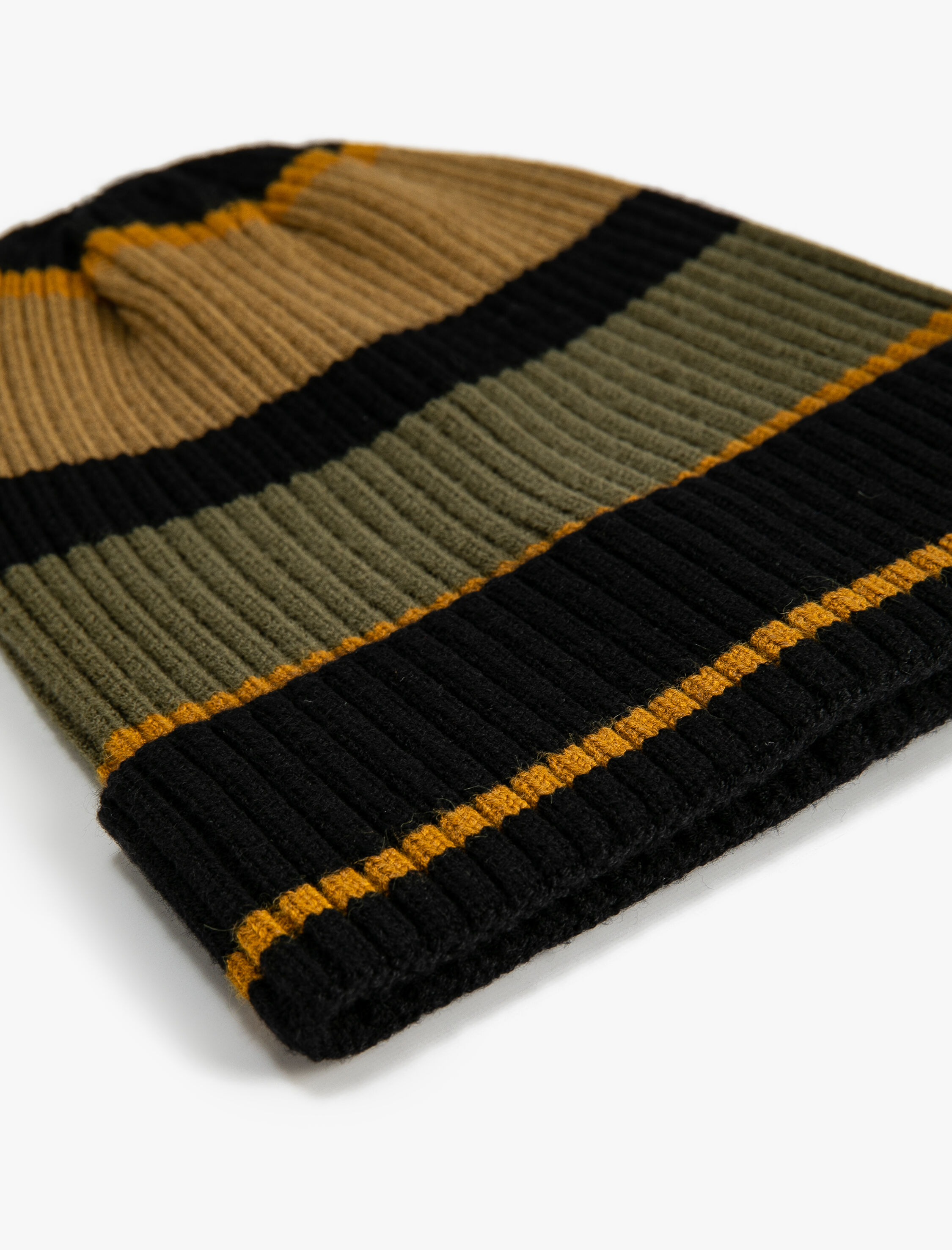 Erkek Örgü Bere Renk Bloklu Katlama Detaylı