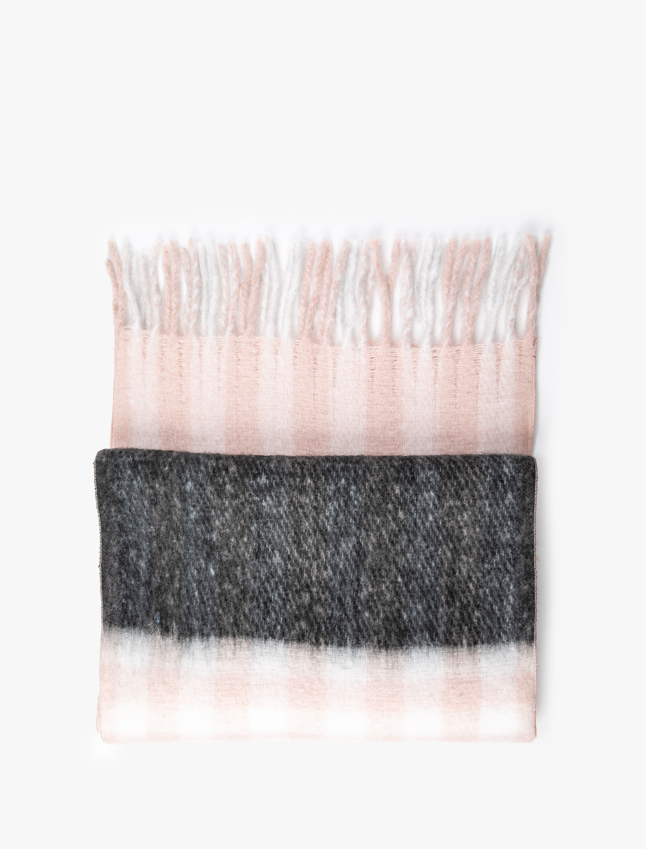  Kadın Atkı Püsküllü Yumuşak Dokulu Renk Kontrastlı