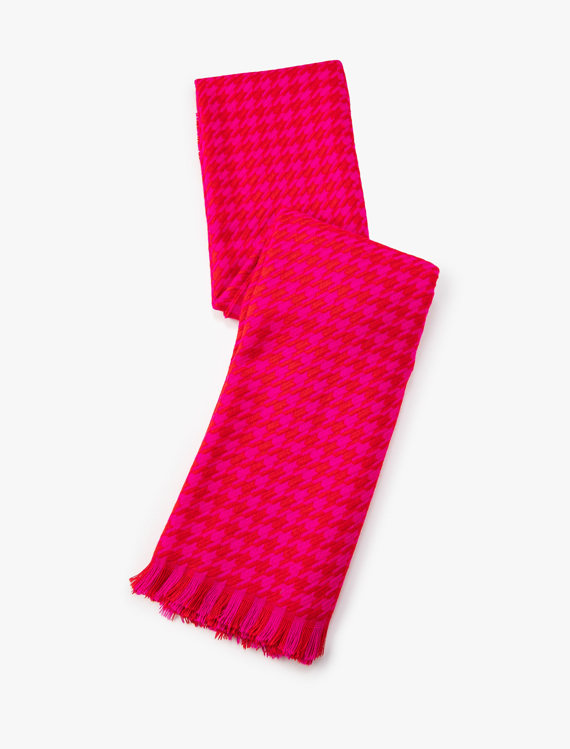  Kadın Kazayağı Desenli Atkı Püsküllü