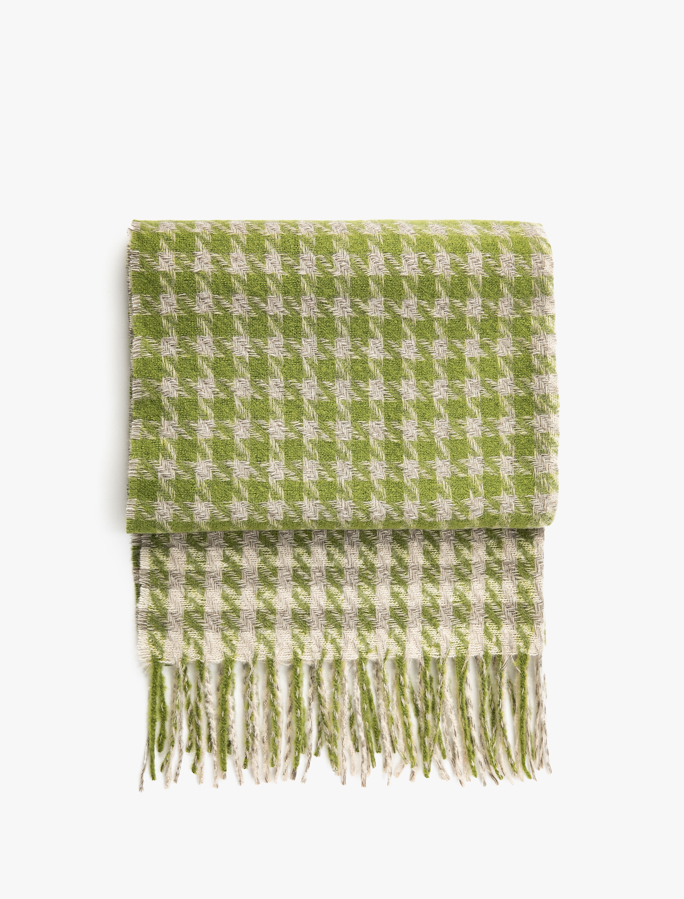  Kadın Kazayağı Desenli Atkı Püsküllü