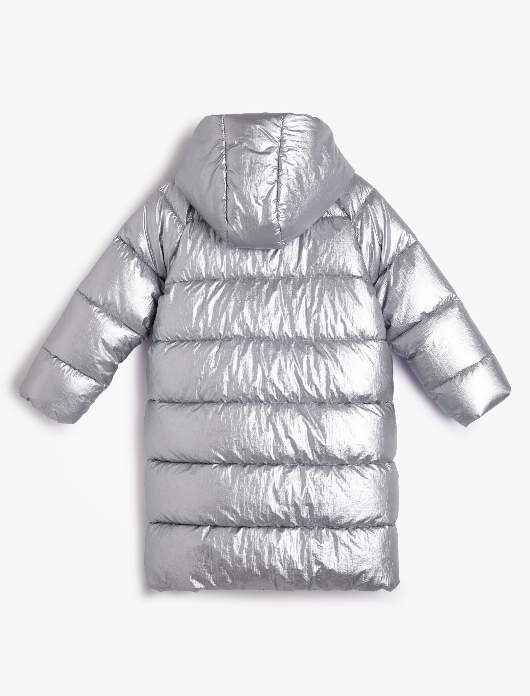  Kız Çocuk Uzun Şişme Mont Kapşonlu Dolgulu Fermuarlı Cepli