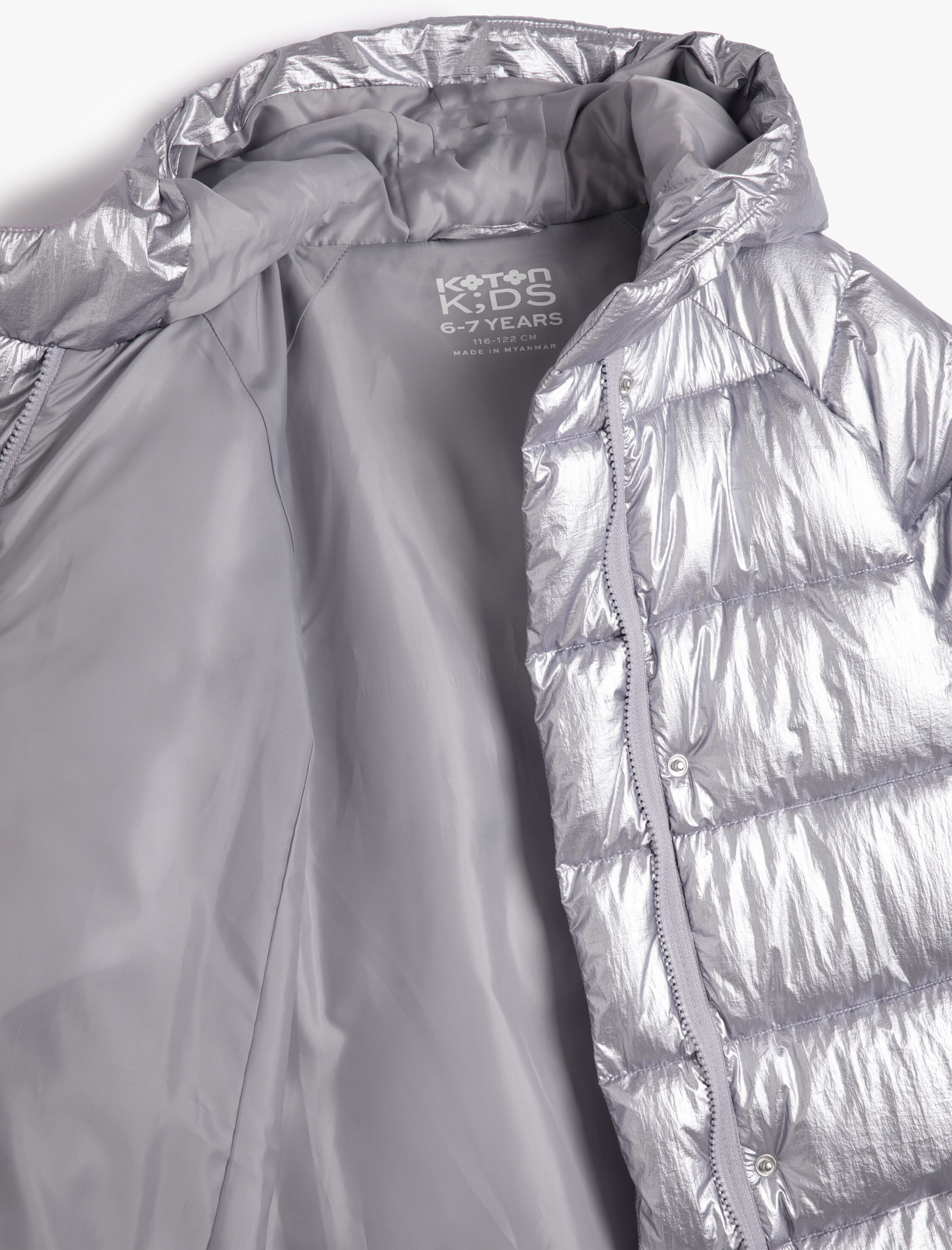  Kız Çocuk Uzun Şişme Mont Kapşonlu Dolgulu Fermuarlı Cepli