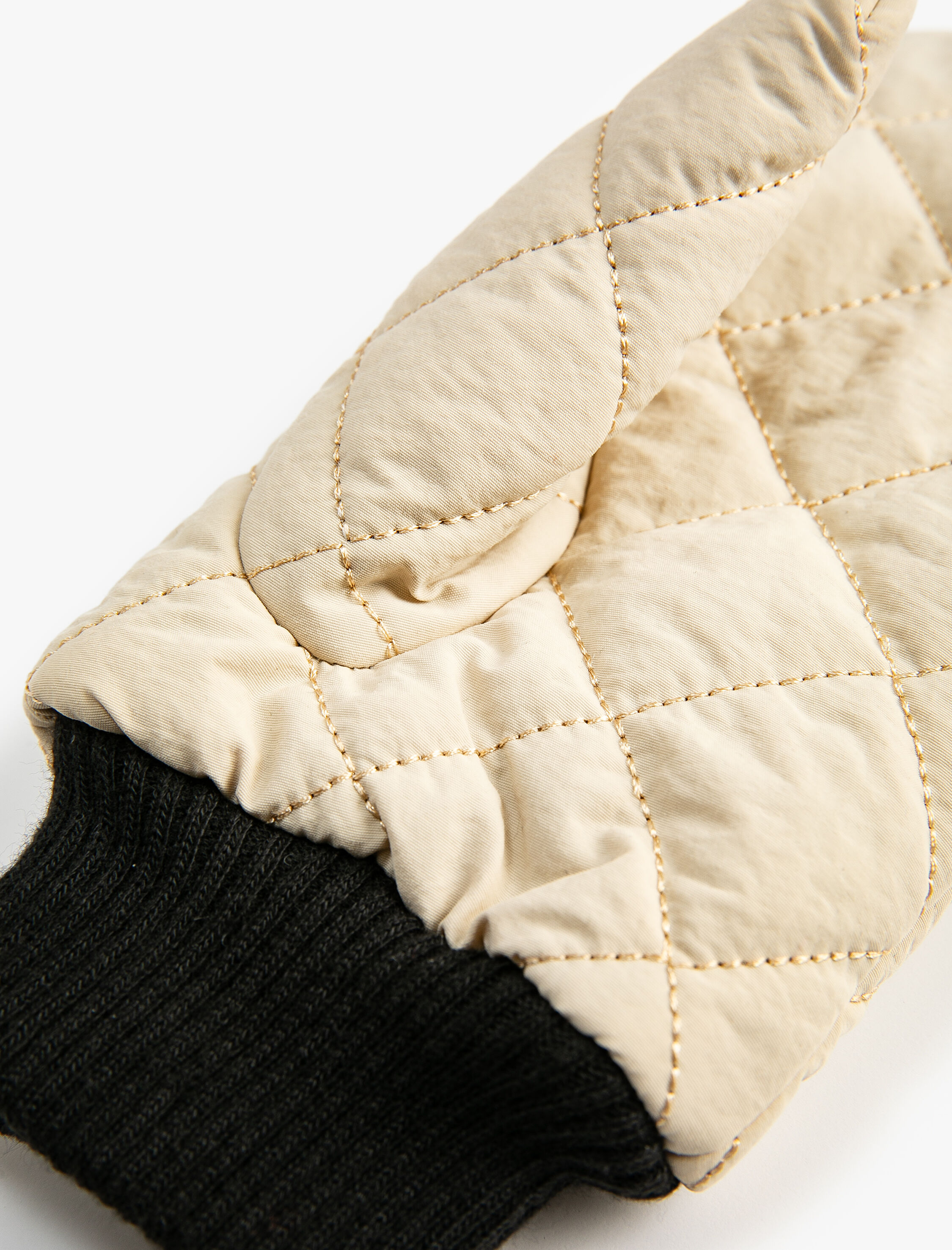 Kadın Parmaksız Eldiven Kapitone Detaylı Peluş Astarlı