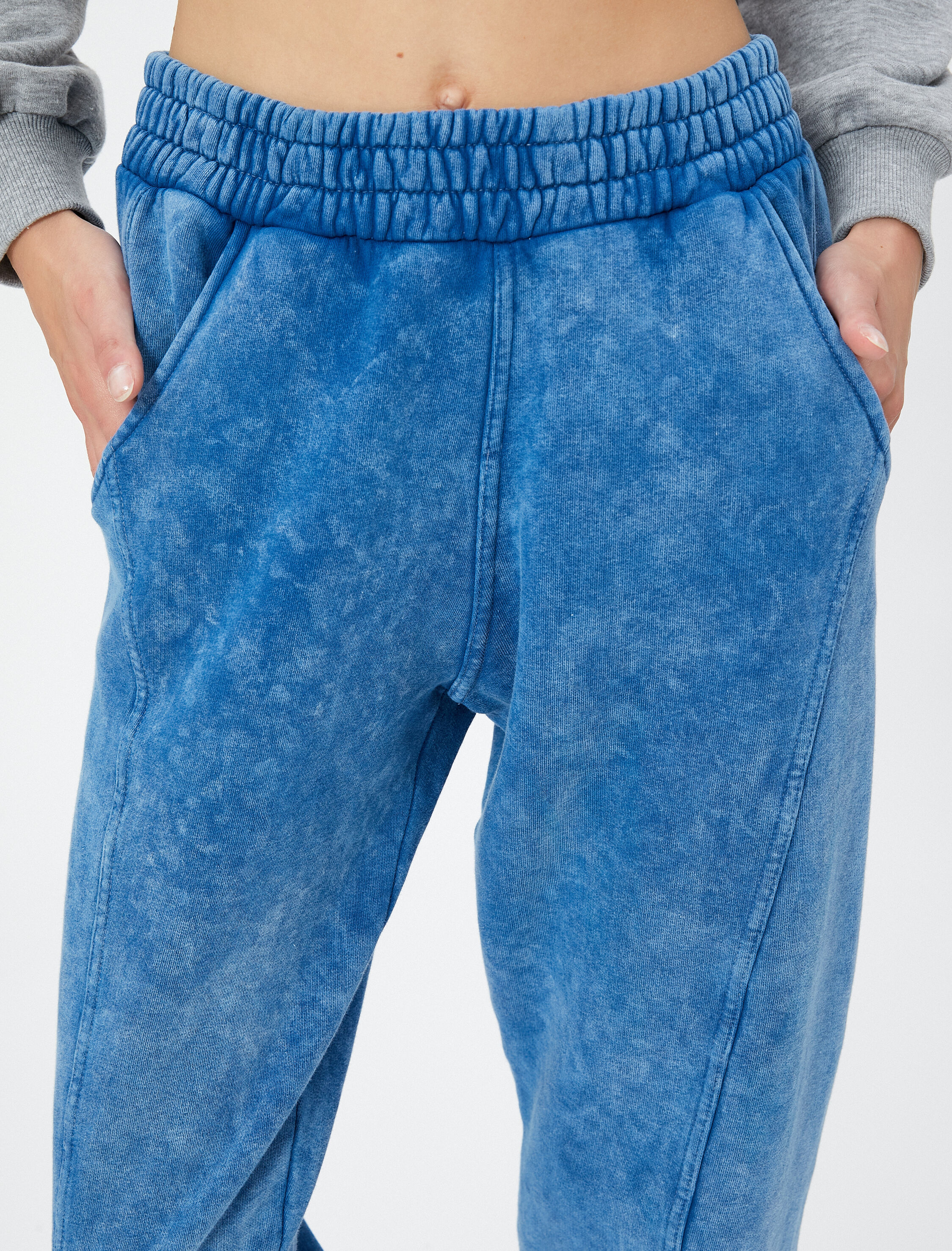   Şardonlu Jogger Eşofman Altı Batik Desenli Beli Lastikli Dikiş Detaylı Cepli