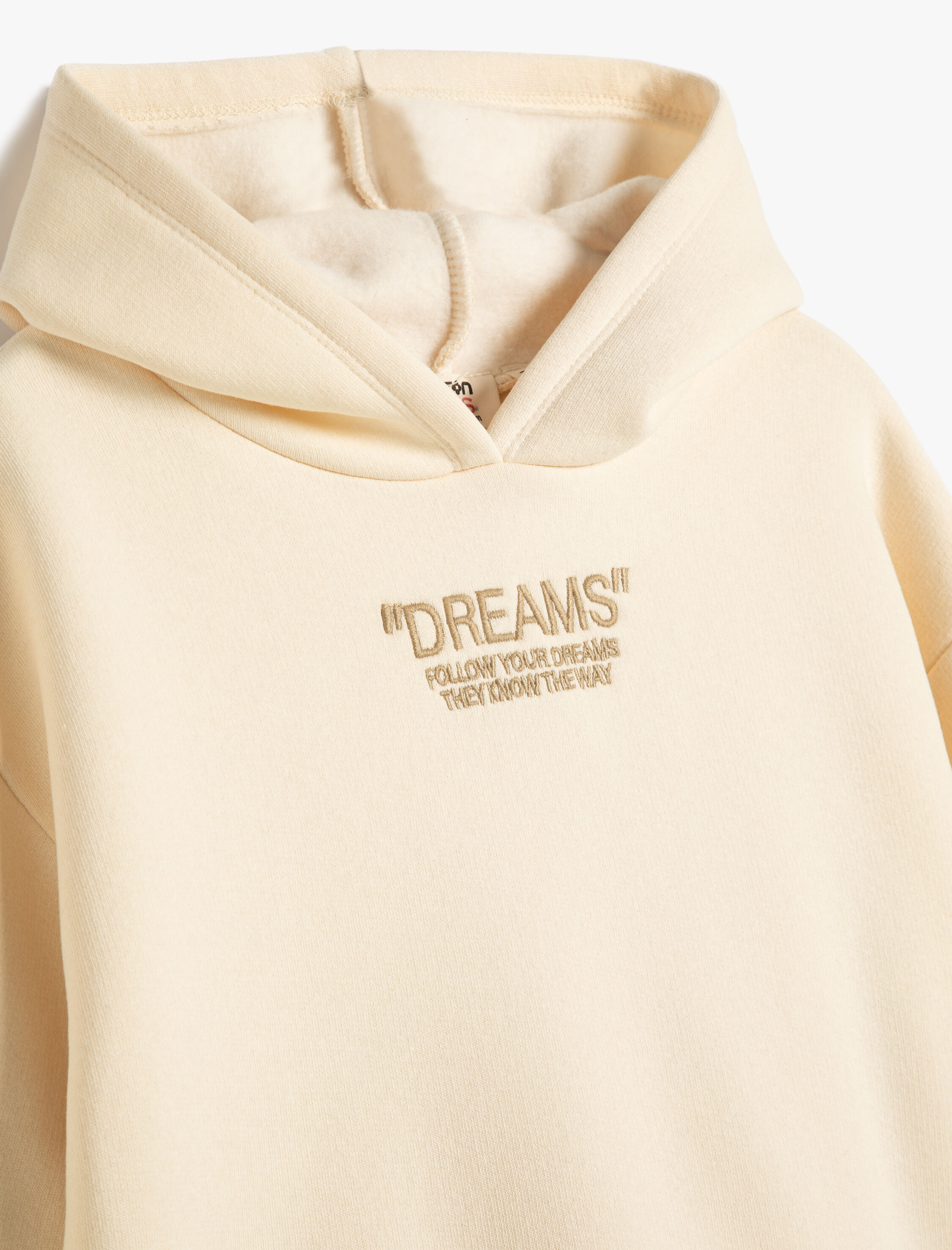  Kız Çocuk Kapşonlu Sweatshirt Şardonlu İşleme Detaylı Uzun Kollu