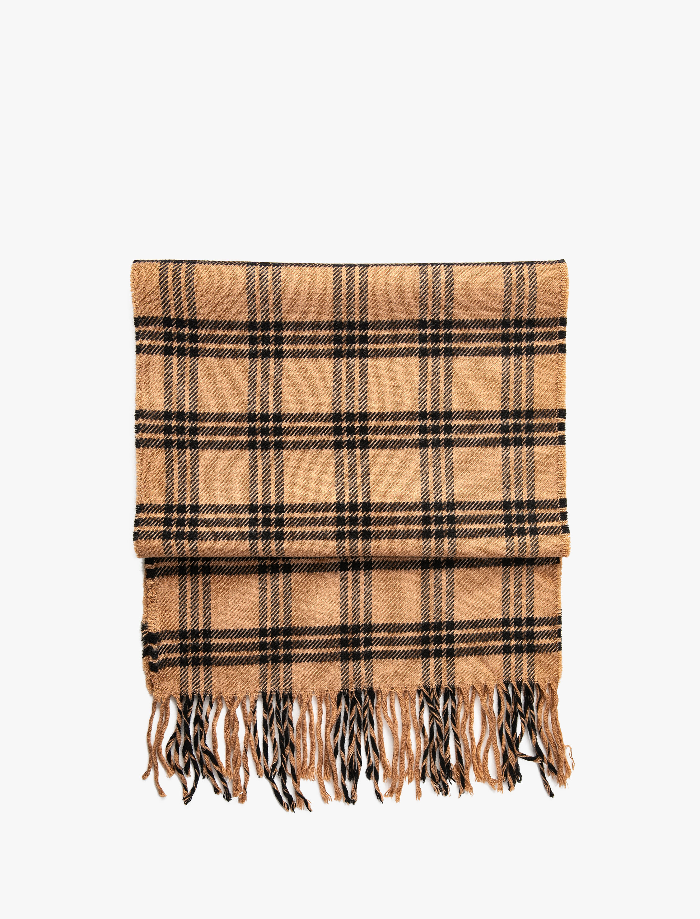  Erkek Ekoseli Atkı Püskül Detaylı Yumuşak Dokulu