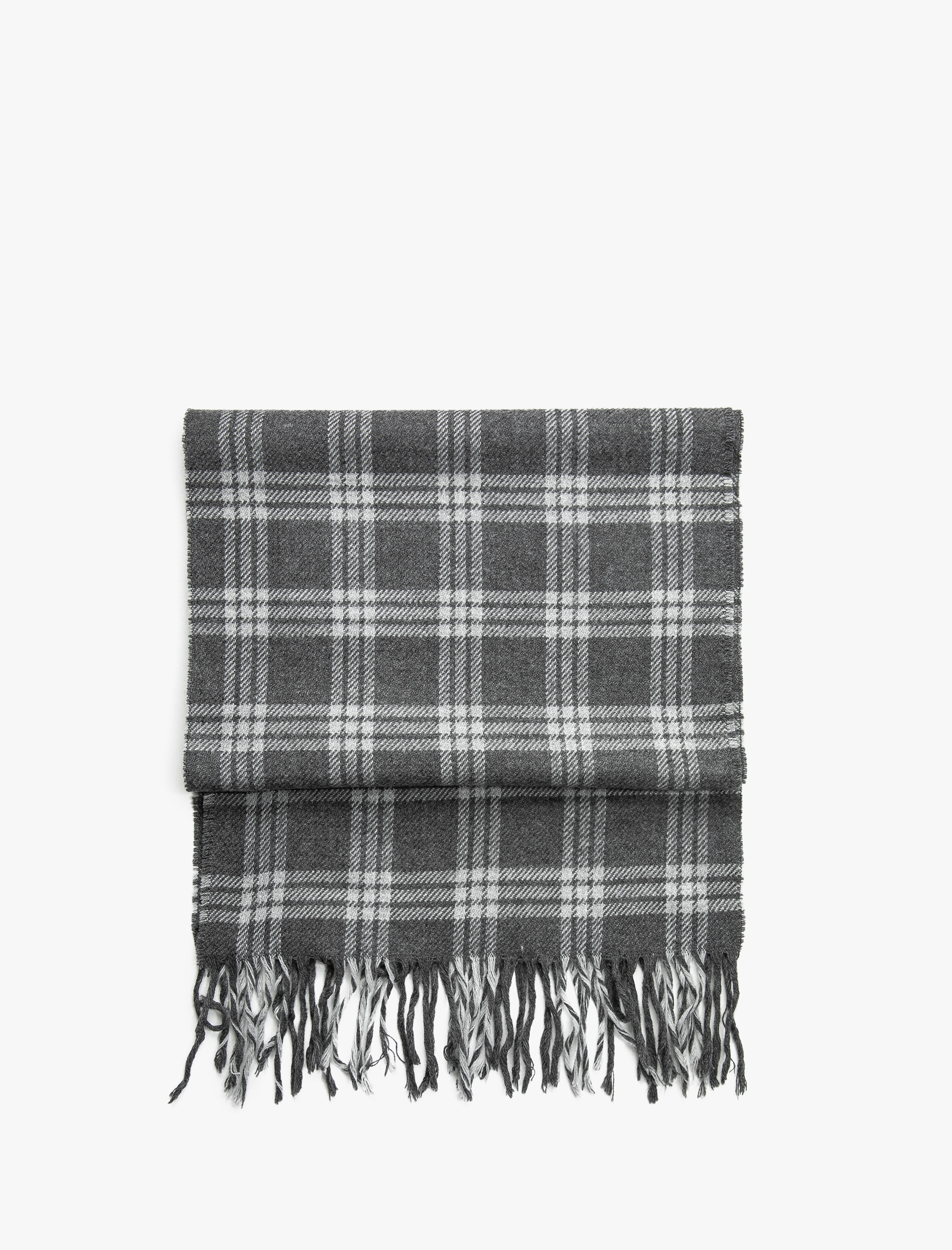  Erkek Ekoseli Atkı Püskül Detaylı Yumuşak Dokulu