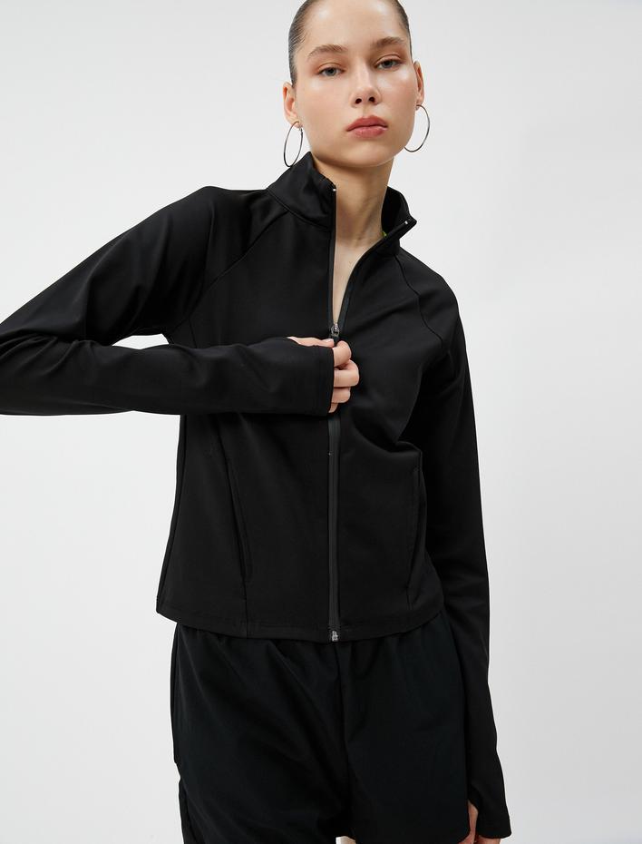  Koşu Ceketi Fermuarlı Dik Yaka Cepli Şardonlu Ekstra Sıcak İç Yüzey