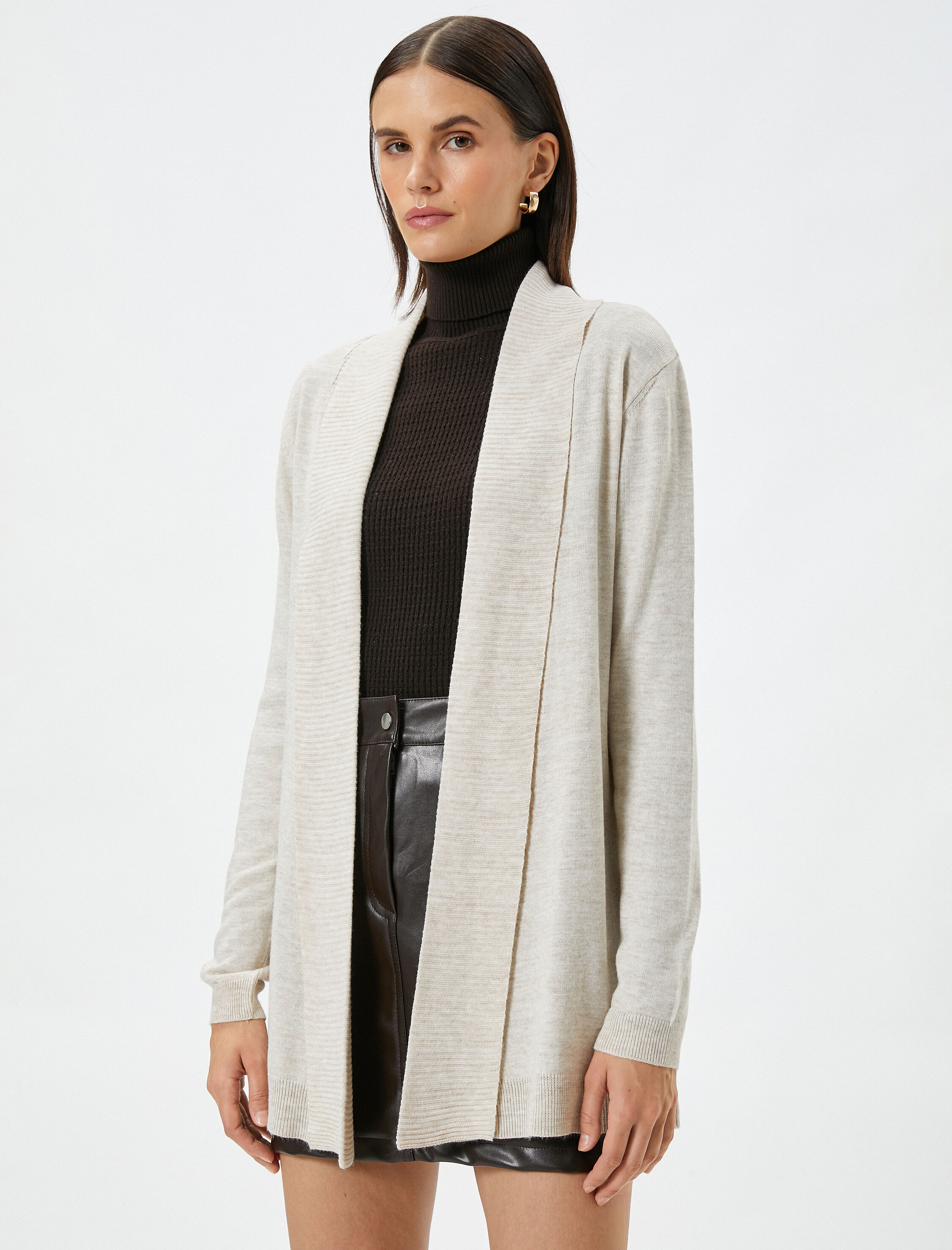 Oversize Triko Hırka Şal Yaka