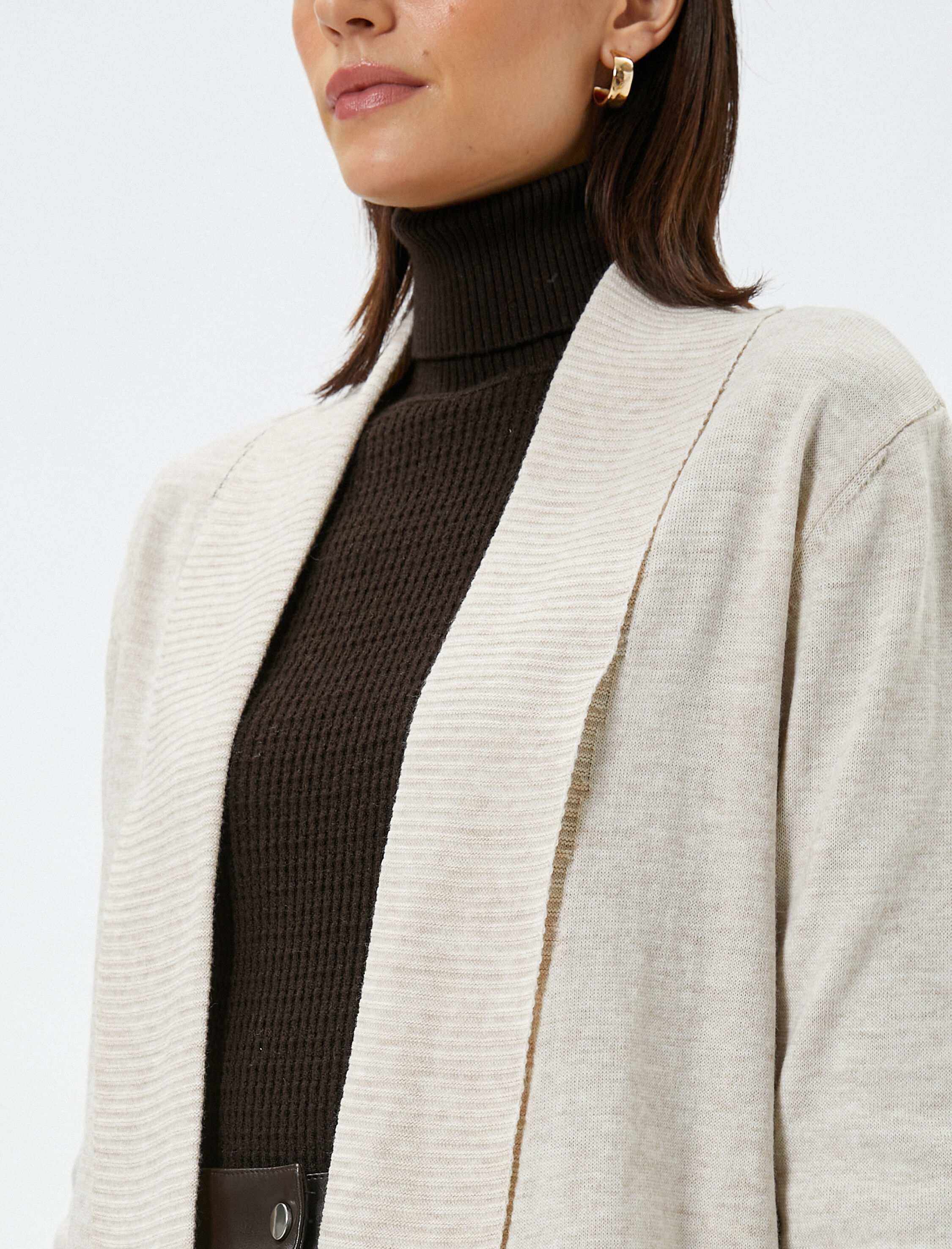 Oversize Triko Hırka Şal Yaka