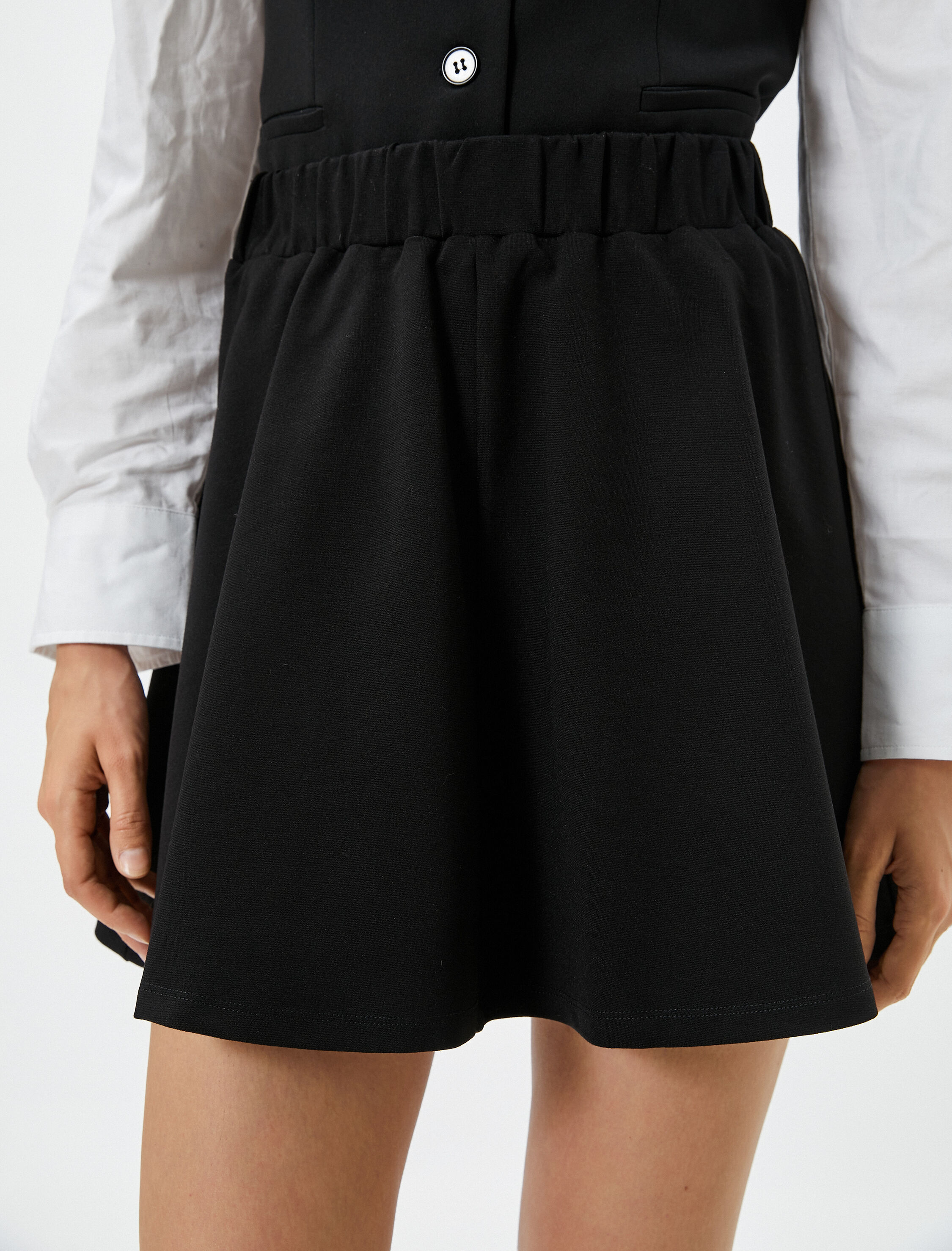   Mini Kloş Etek Beli Lastikli Viskon Karışımlı