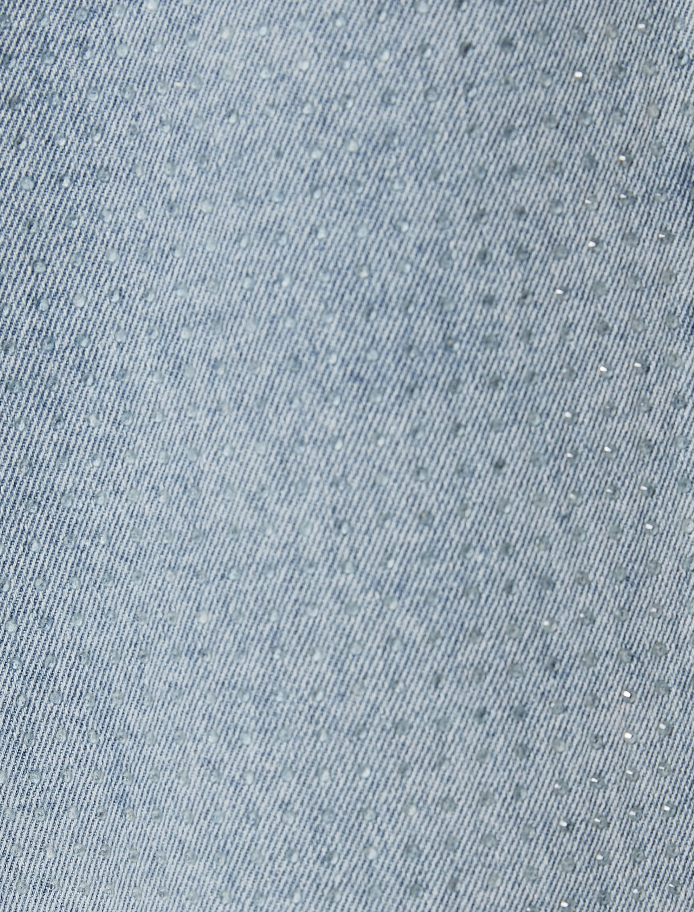   Yüksek Bel Kot Pantolon Parıltılı Taşlı Kısa Paça Cepli - Mom Jean