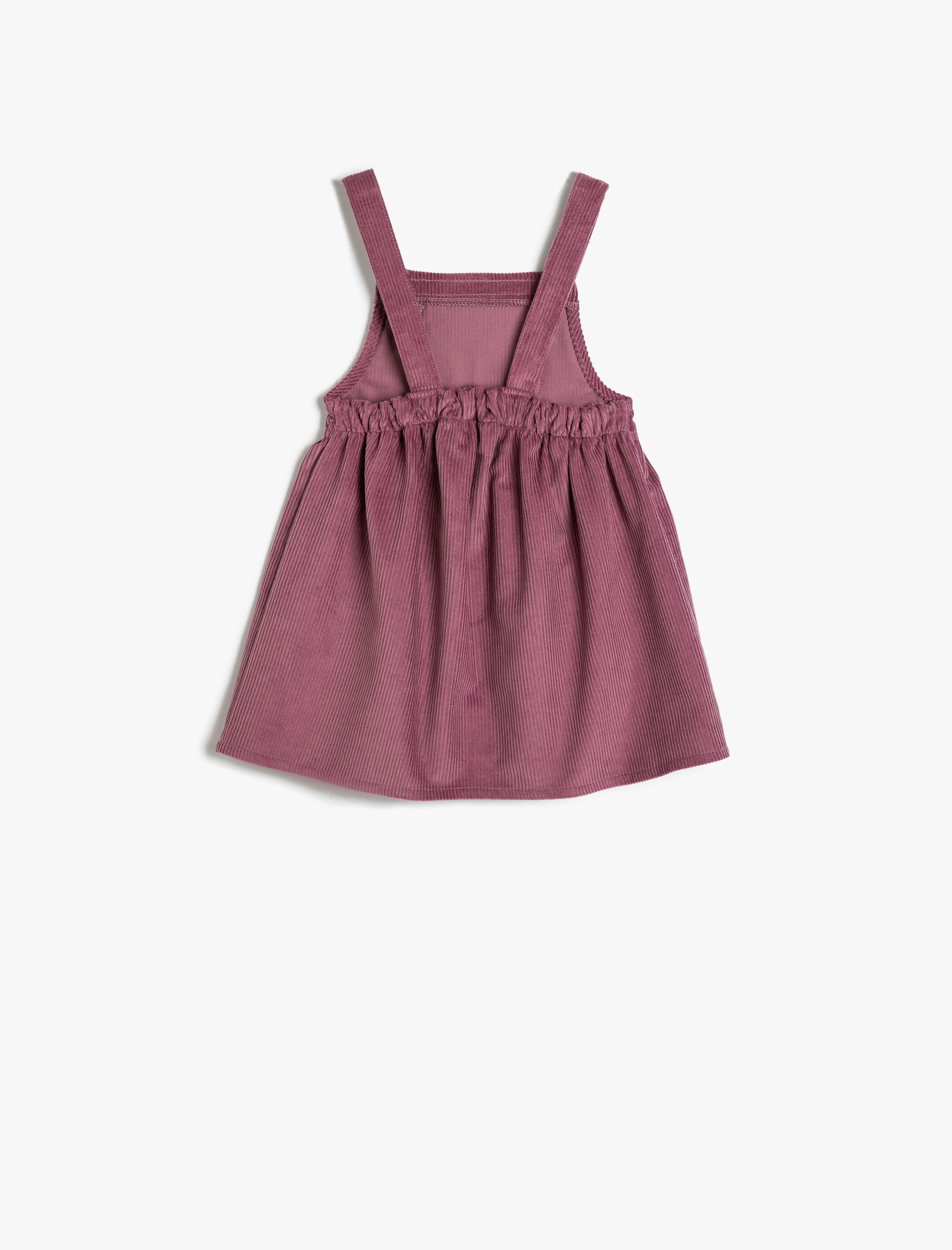  Kız Bebek Salopet Elbise Fitilli Kadife Cep Detaylı Pamuklu