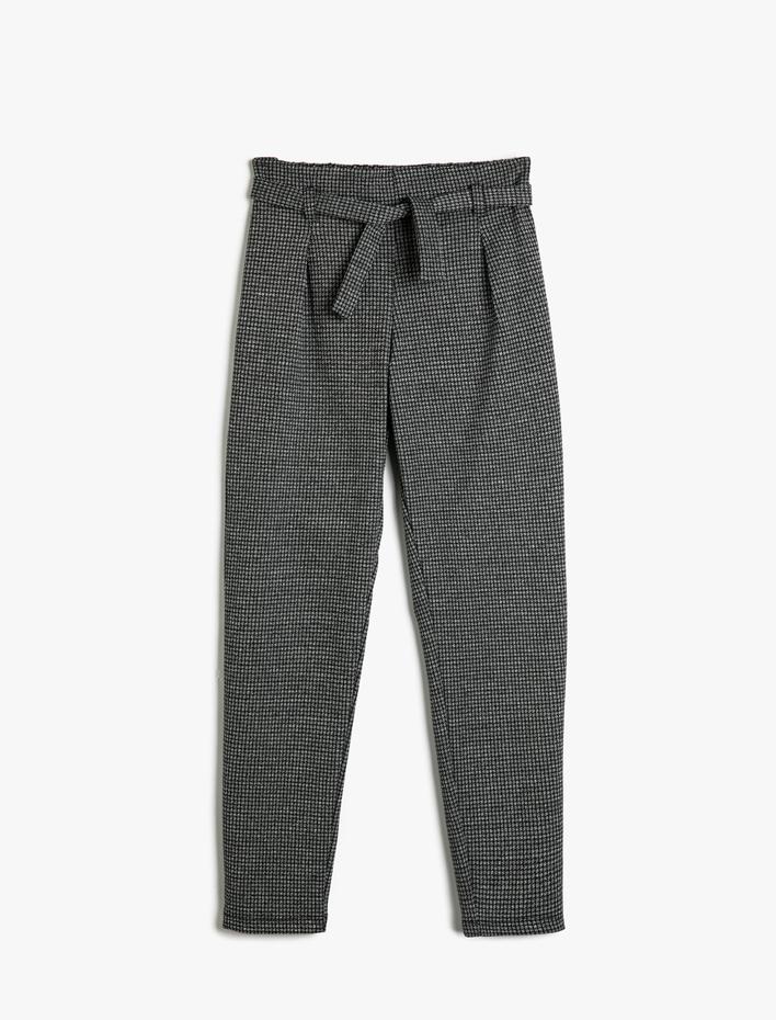 Kız Çocuk Pantolon Kemer Detaylı Nervürlü