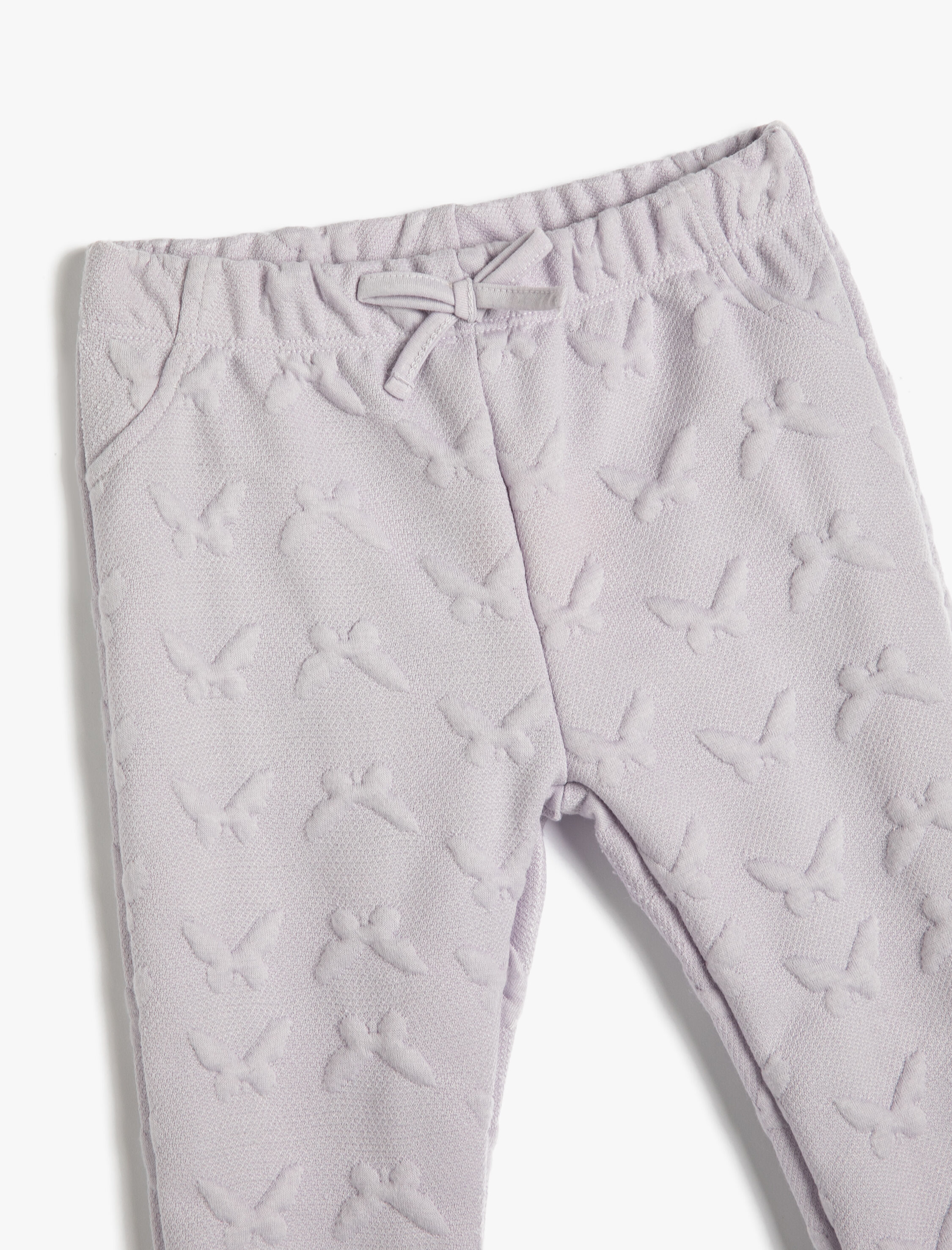  Kız Bebek Eşofman Altı Kelebek Kabartma Baskılı Beli Lastikli