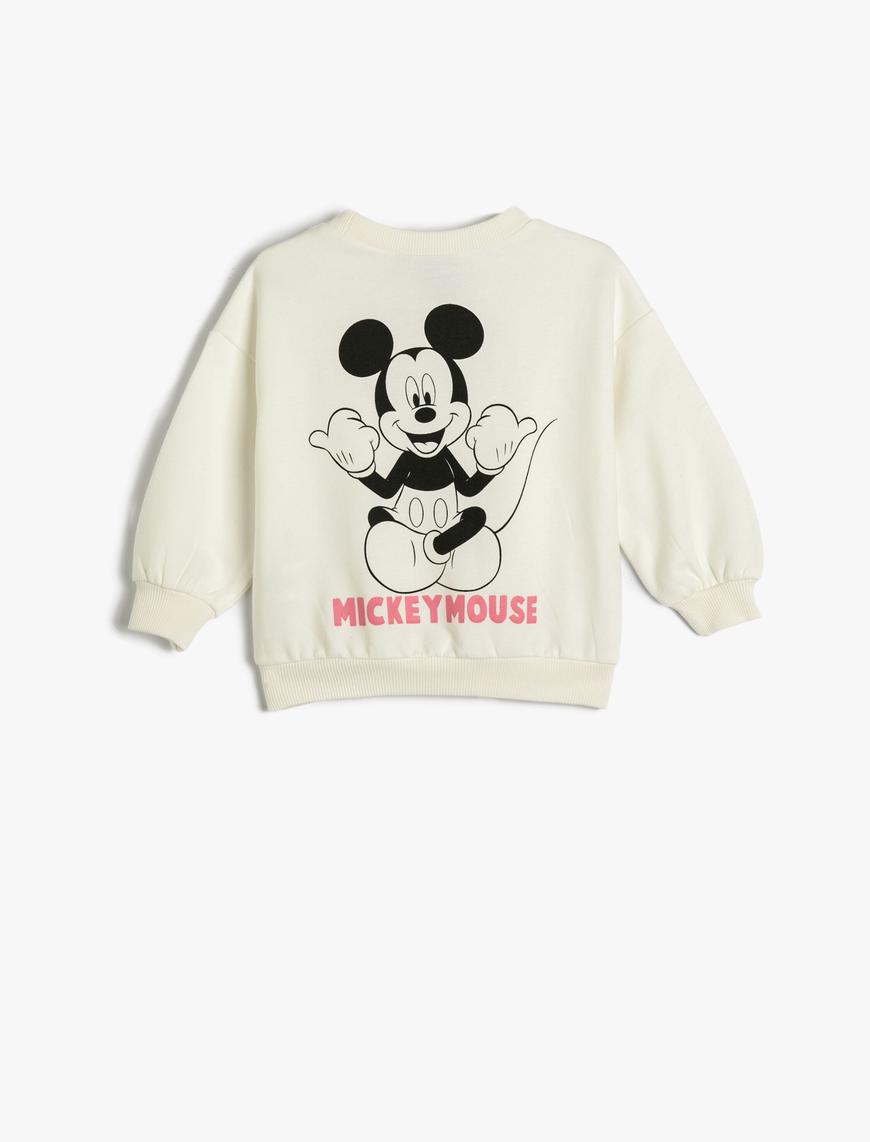  Kız Bebek Minnie Mouse Sweatshirt Lisanslı Uzun Kollu Bisiklet Yaka Şardonlu Pamuklu