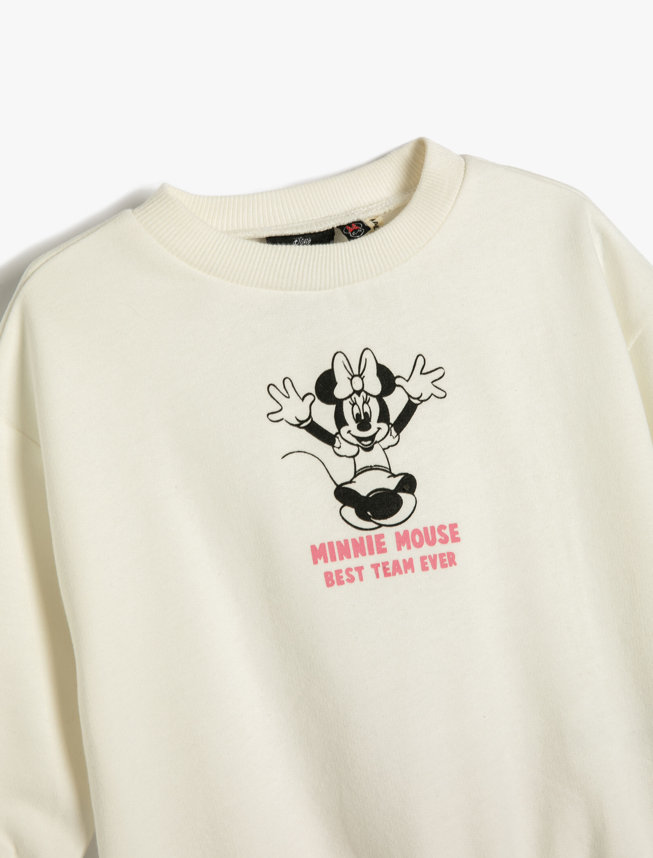  Kız Bebek Minnie Mouse Sweatshirt Lisanslı Uzun Kollu Bisiklet Yaka Şardonlu Pamuklu