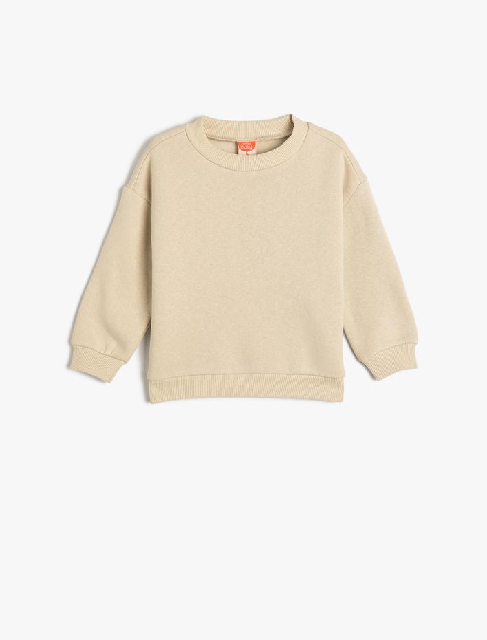 Erkek Bebek Basic Sweatshirt Uzun Kollu Bisiklet Yaka