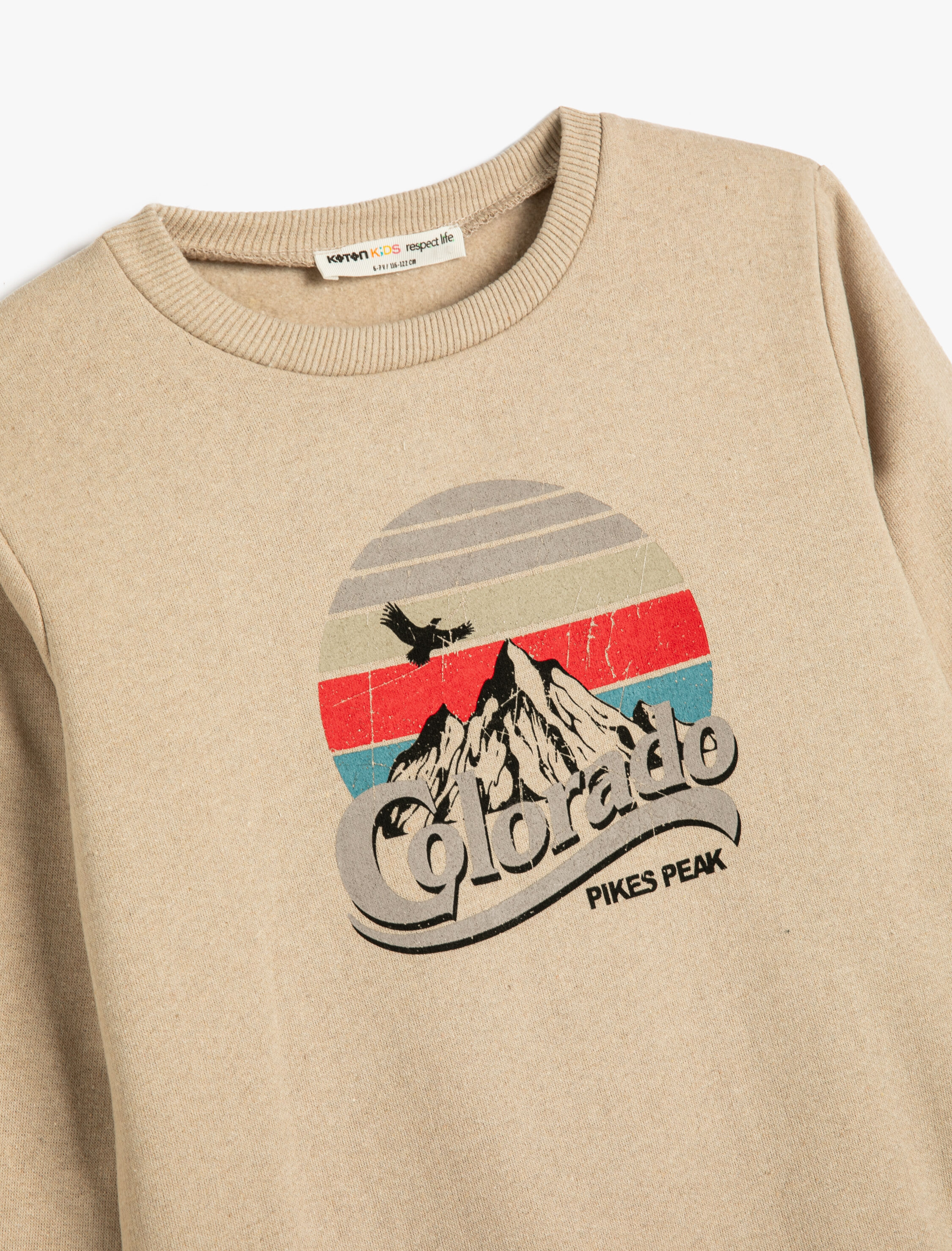  Erkek Çocuk Sweatshirt Uzun Kollu Bisiklet Yaka Baskı Detaylı Şardonlu