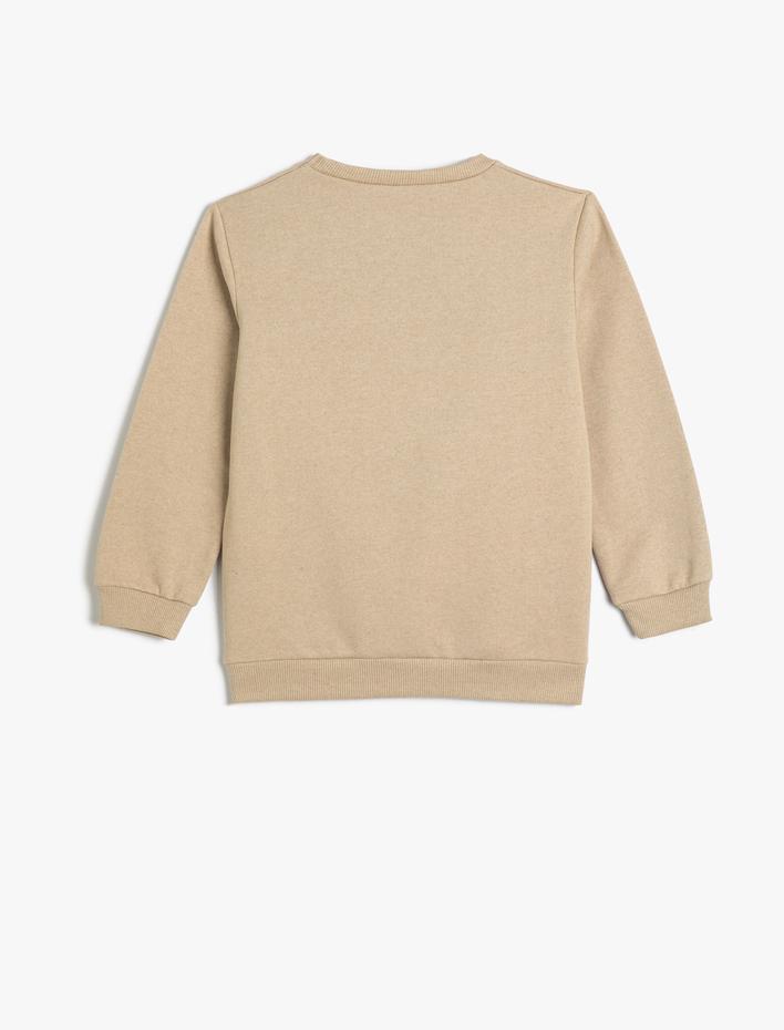 Erkek Çocuk Sweatshirt Uzun Kollu Bisiklet Yaka Baskı Detaylı Şardonlu