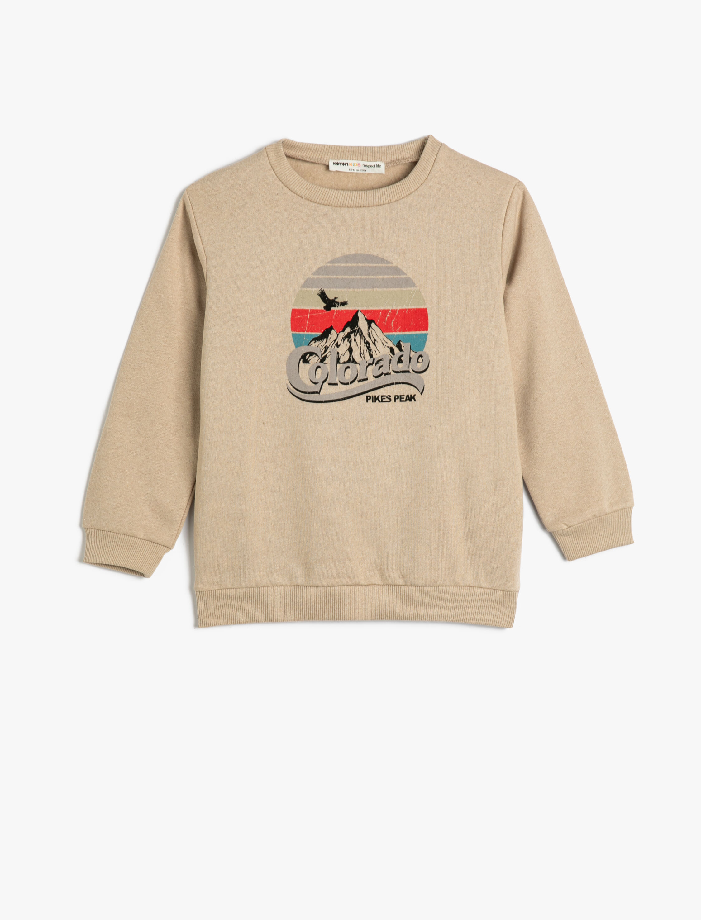  Erkek Çocuk Sweatshirt Uzun Kollu Bisiklet Yaka Baskı Detaylı Şardonlu