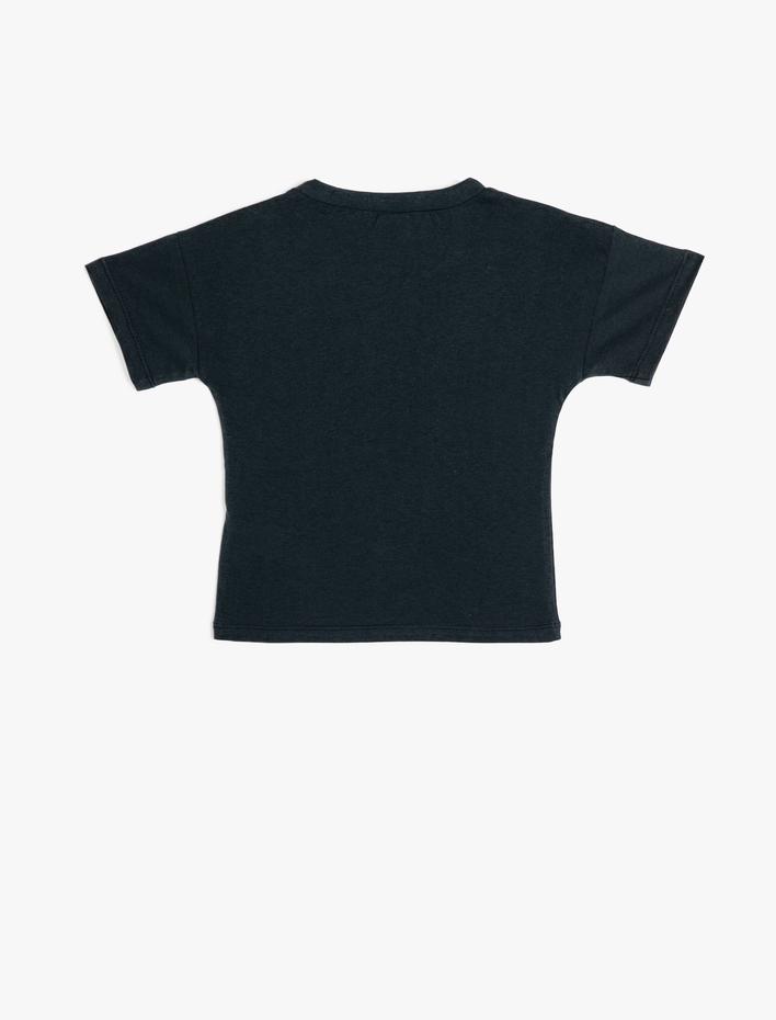 Erkek Bebek Tişört Kısa Kollu Bisiklet Yaka Baskı Detaylı Pamuklu