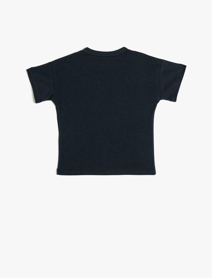 Erkek Bebek Tişört Kısa Kollu Bisiklet Yaka Baskı Detaylı Pamuklu