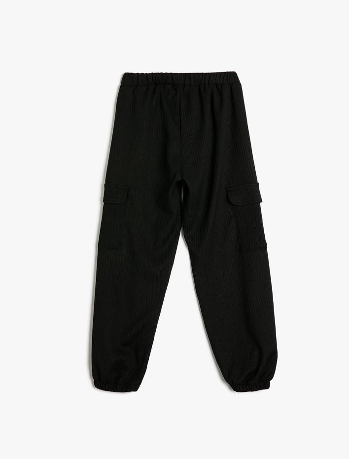Kız Çocuk Basic Kargo Jogger Eşofman Altı Cepli Beli Lastikli Şardonlu
