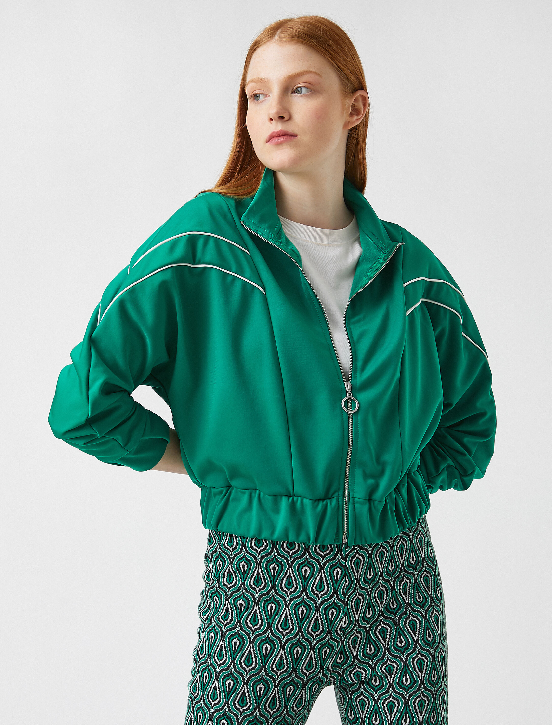   Fermuarlı Crop Sweatshirt