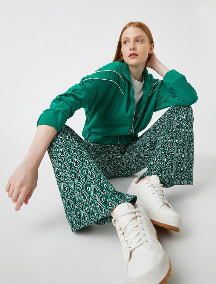  Fermuarlı Crop Sweatshirt