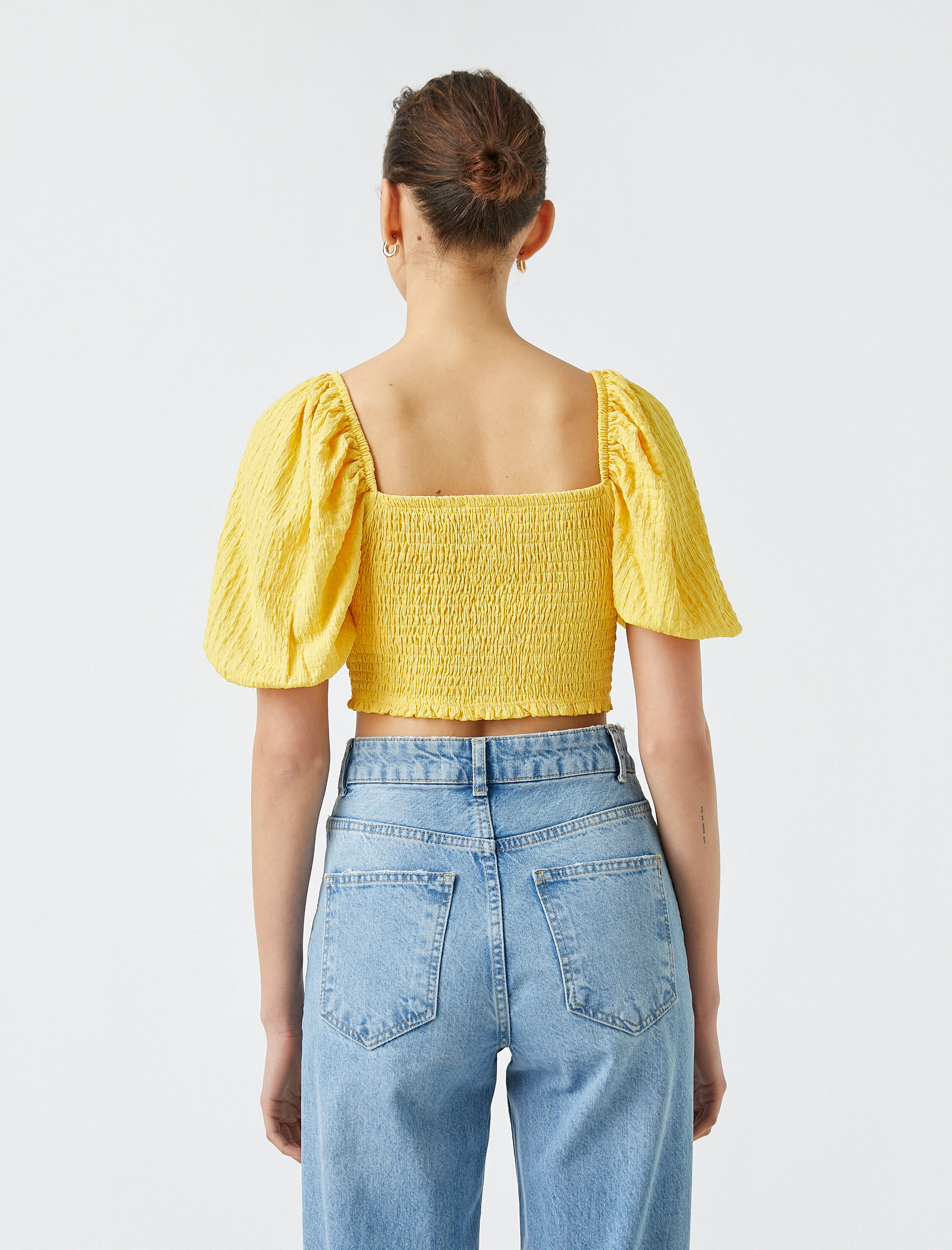   Balon Kollu Büzgülü Bluz