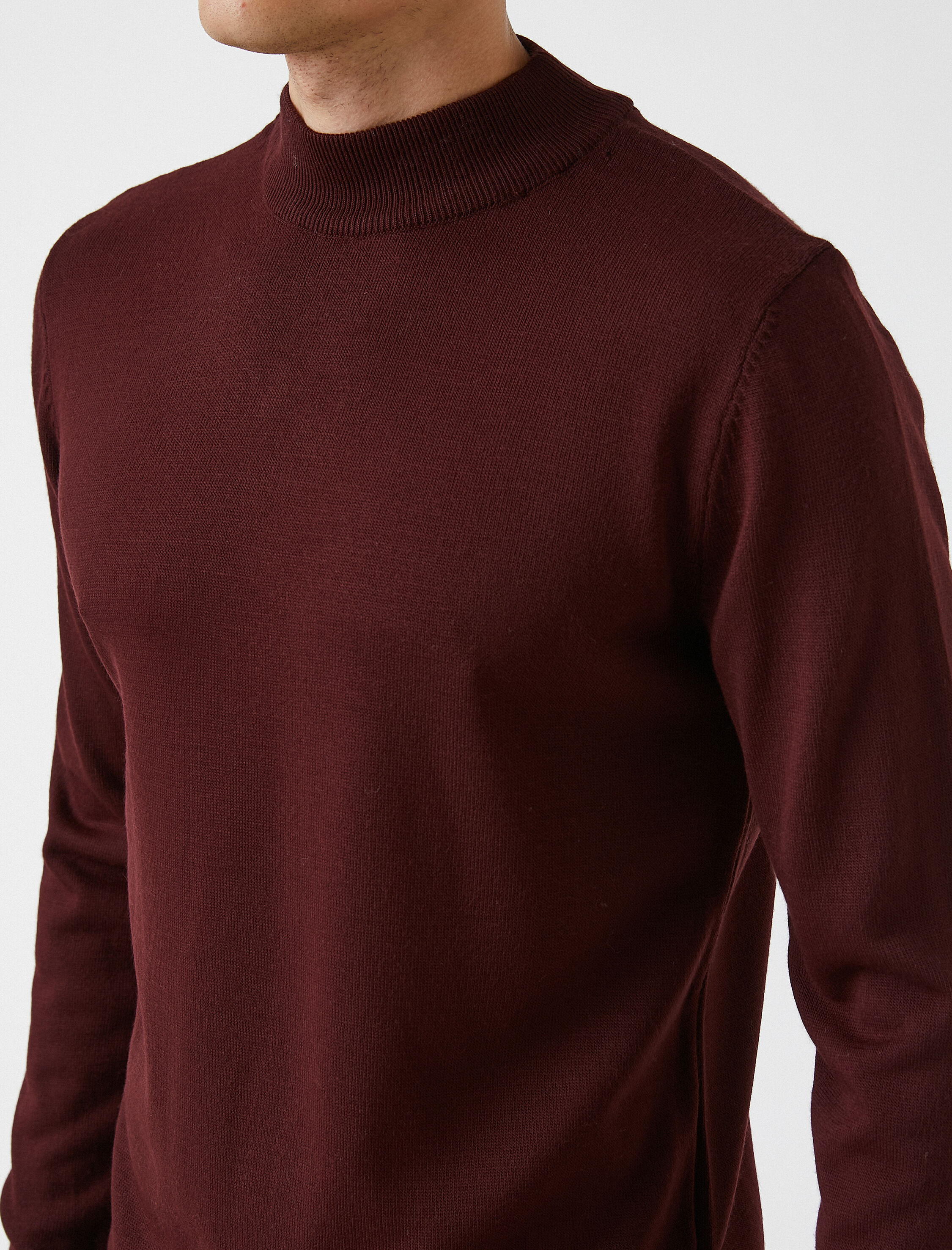   Basic Triko Kazak Yarım Balıkçı Yaka Uzun Kollu