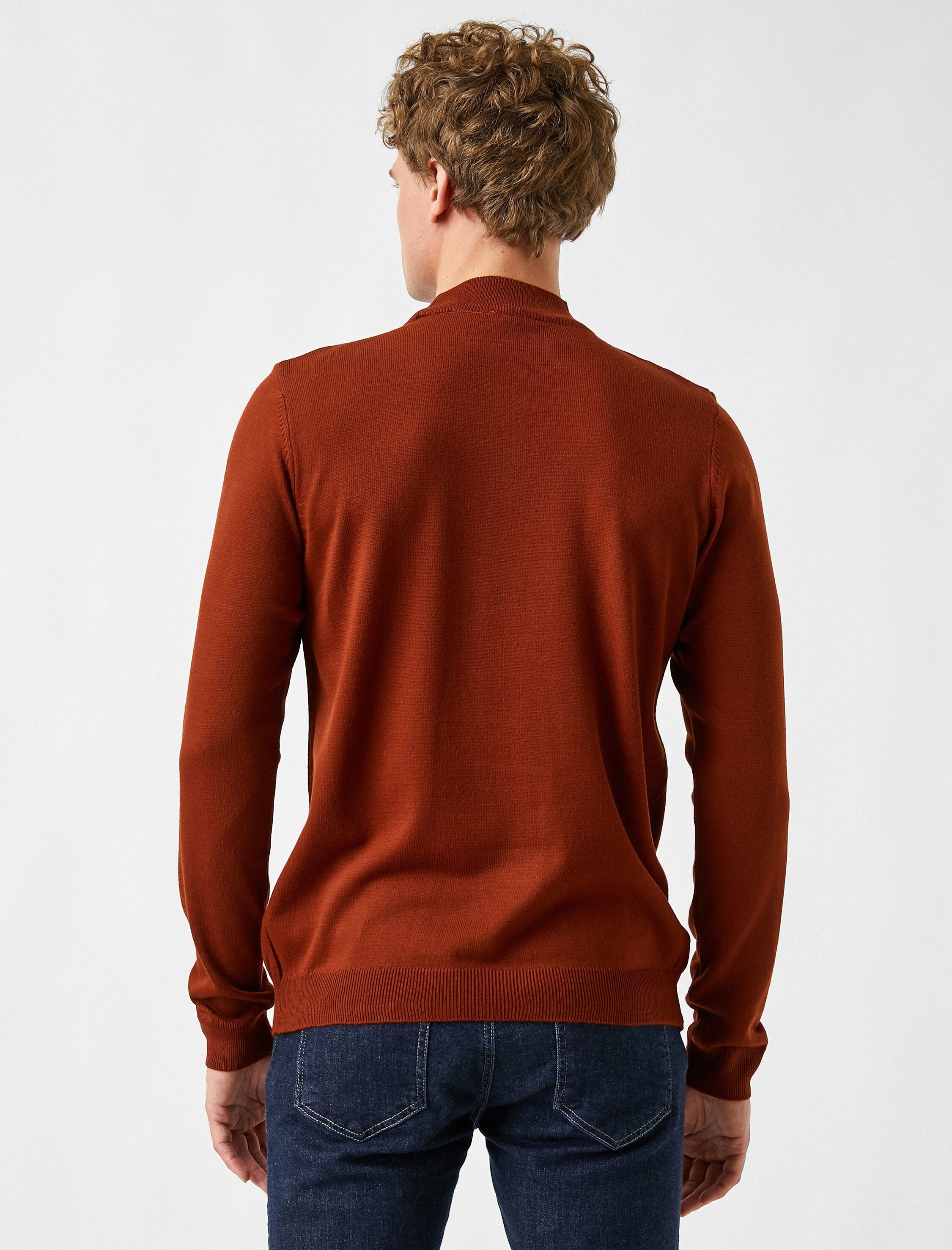   Basic Triko Kazak Yarım Balıkçı Yaka Uzun Kollu