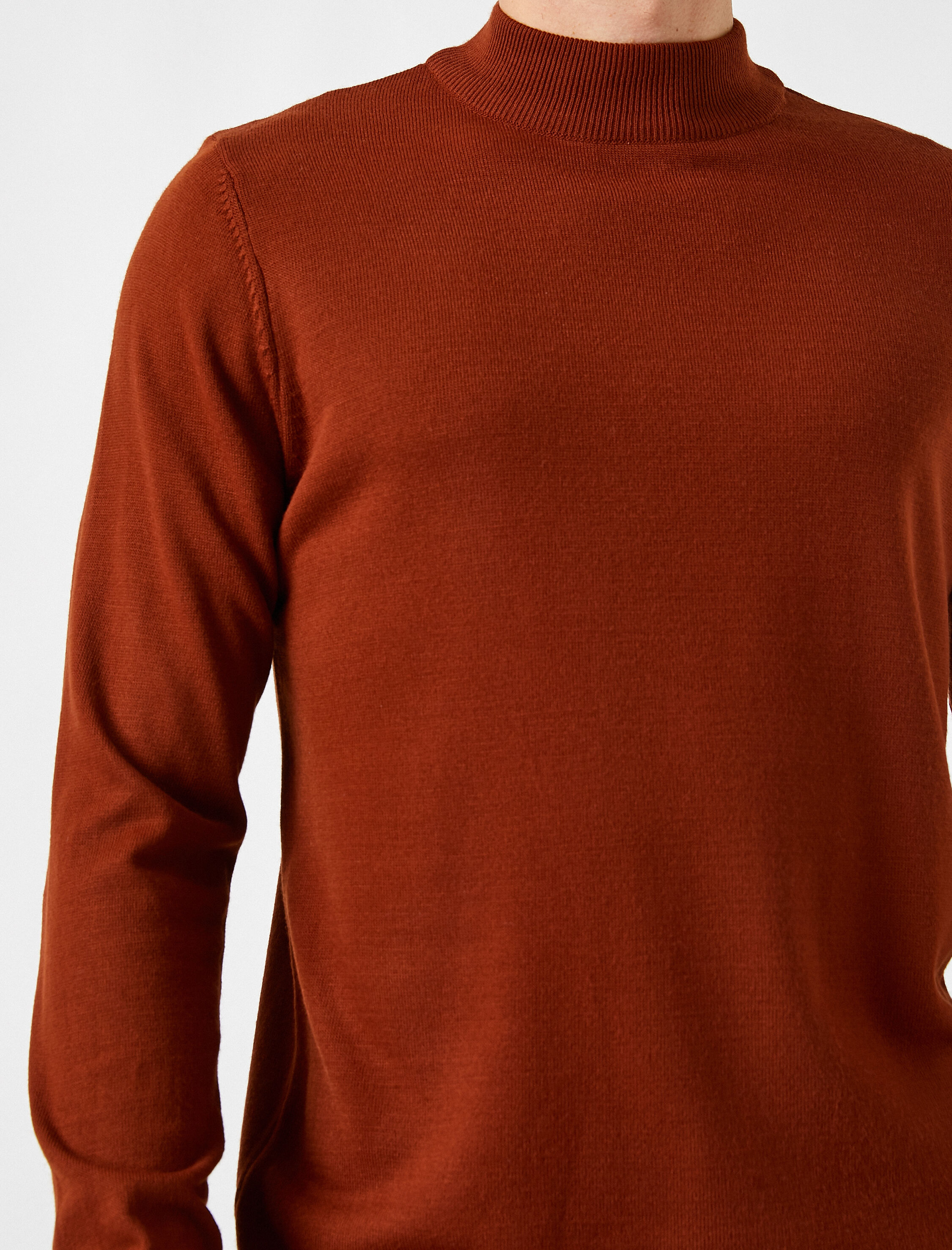   Basic Triko Kazak Yarım Balıkçı Yaka Uzun Kollu