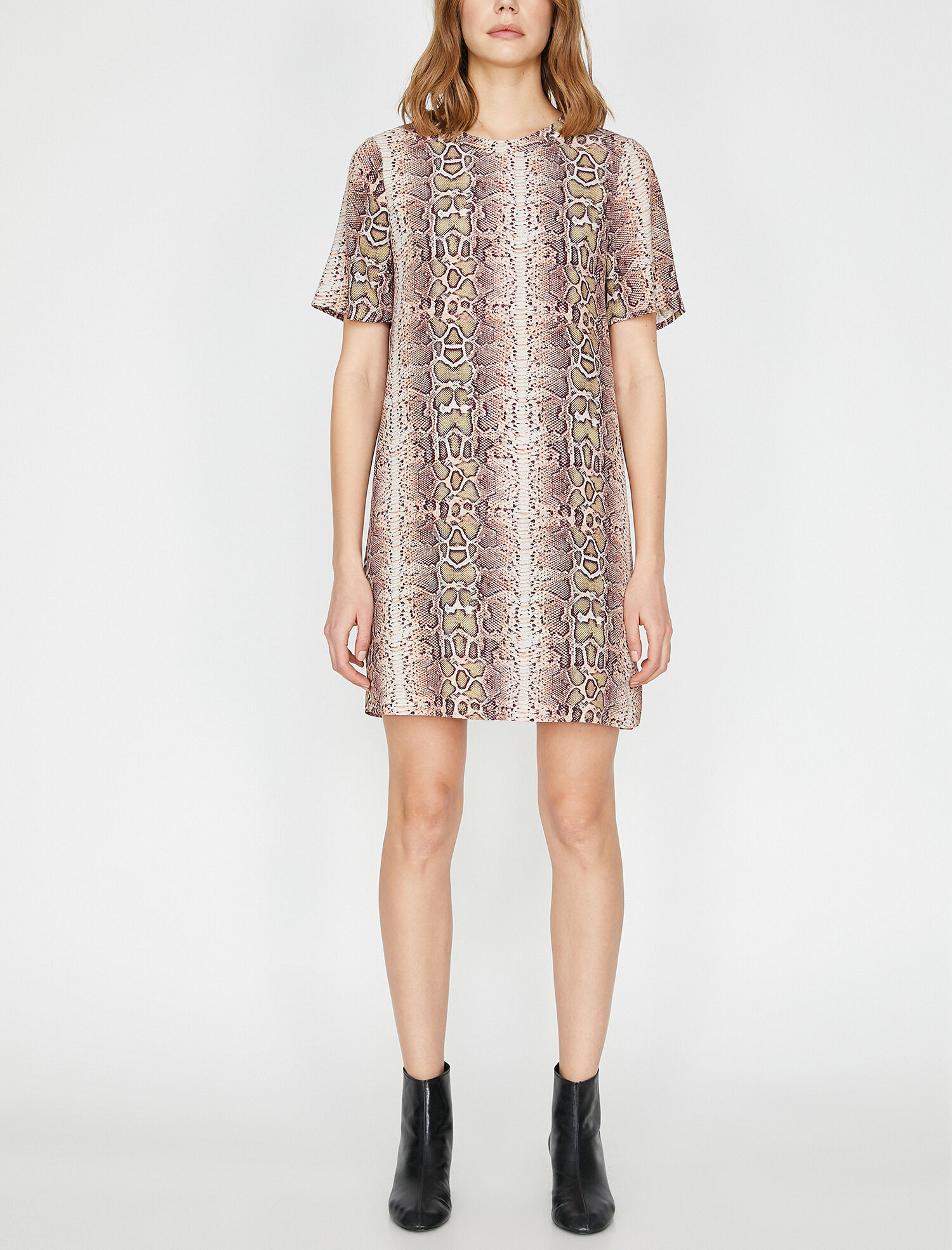  Yılan Derisi Desenli Elbise