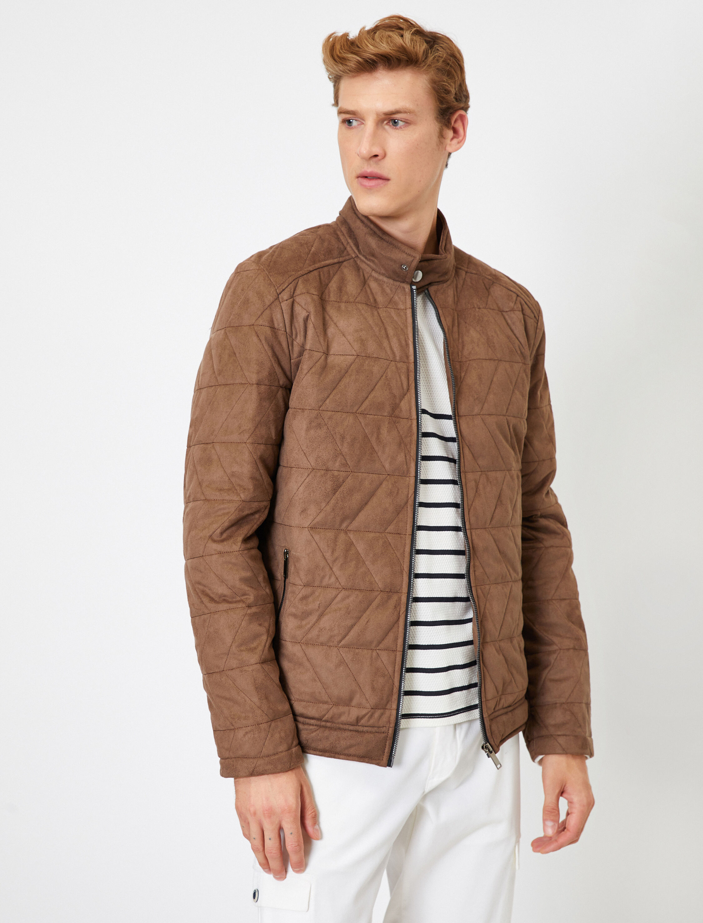   Deri Görünümlü Fermuarlı Mont