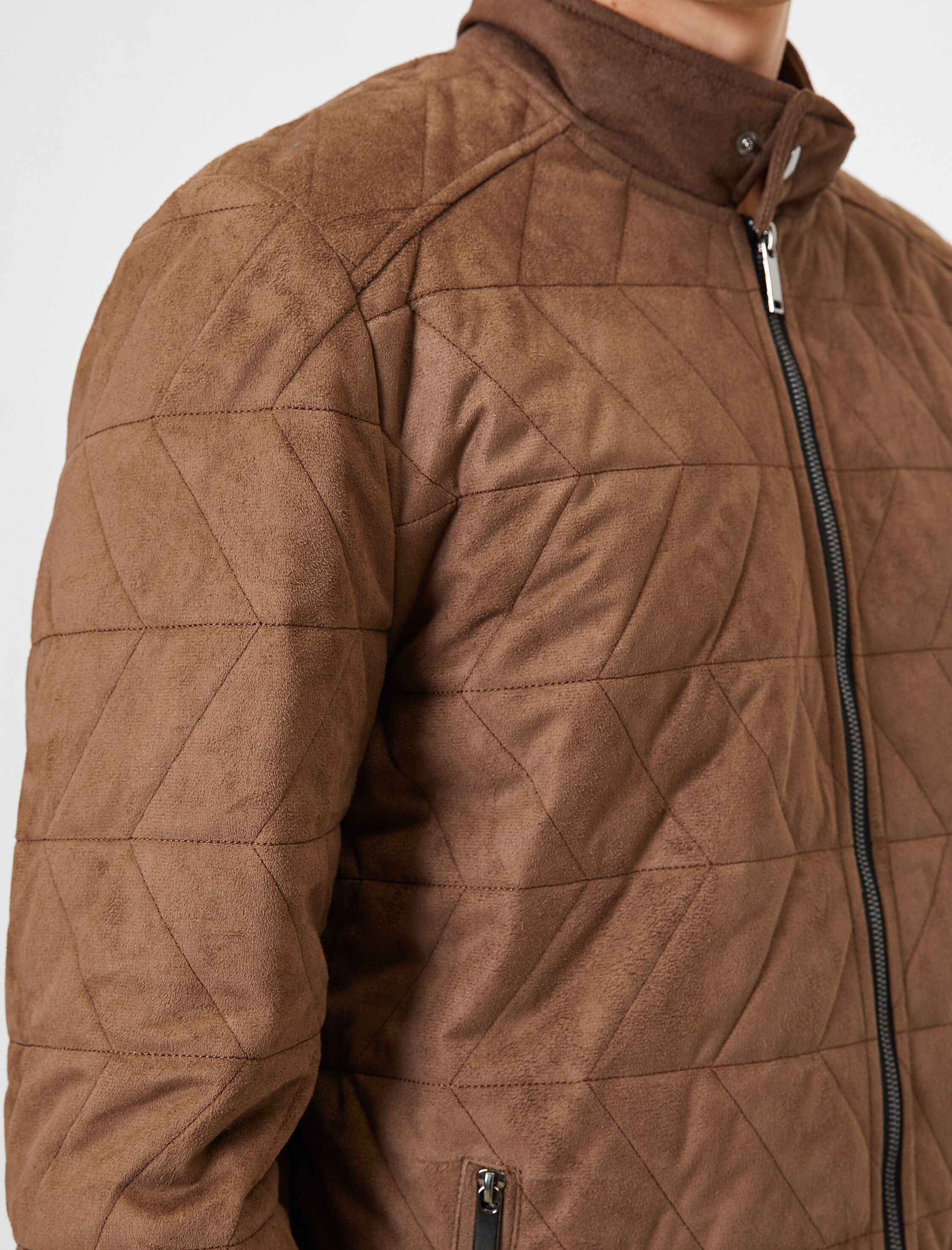   Deri Görünümlü Fermuarlı Mont