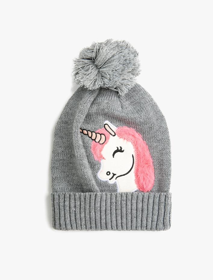 Kız Çocuk Unicorn İşlemeli Bere