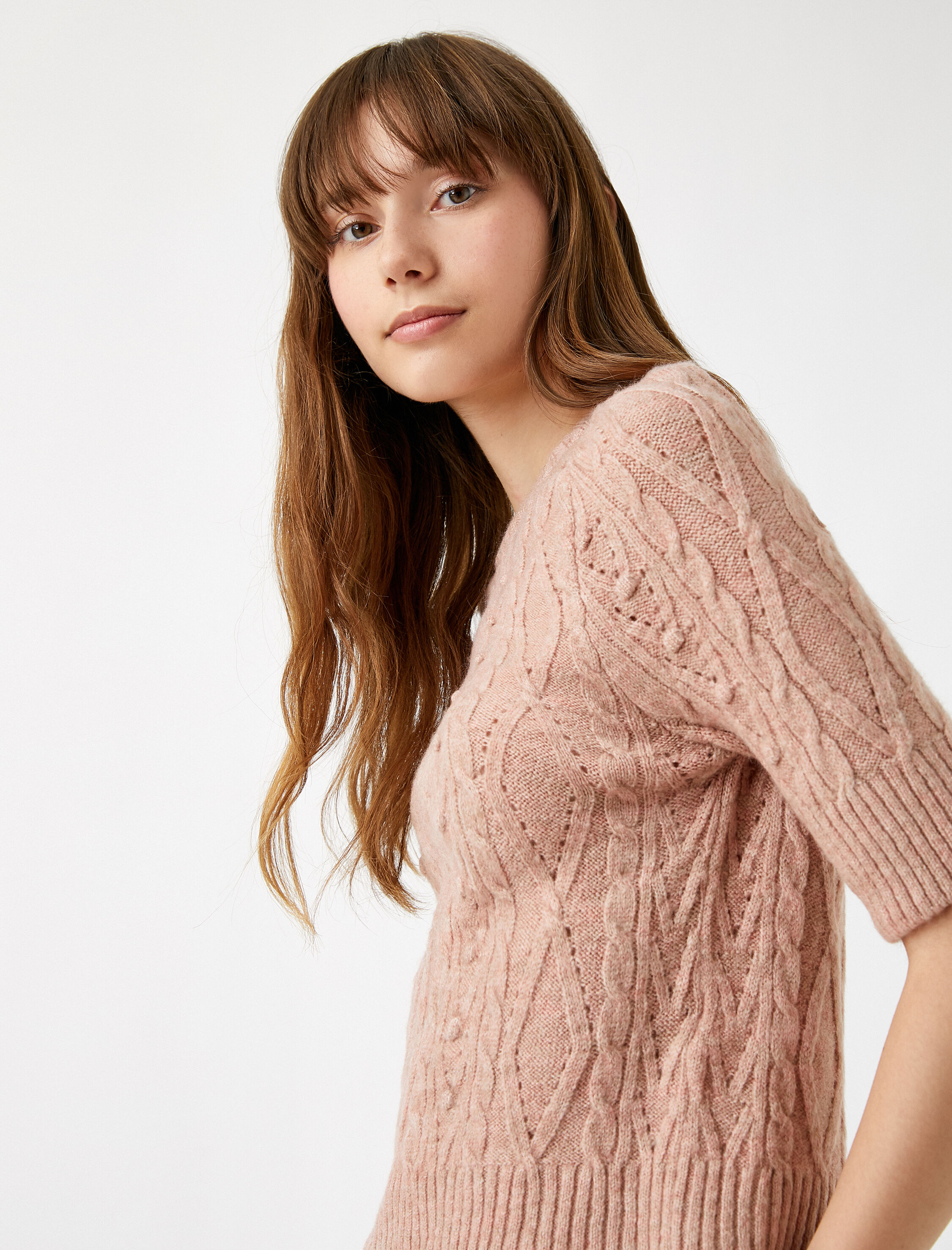   Bisiklet Yaka Triko Kazak Kısa Kollu