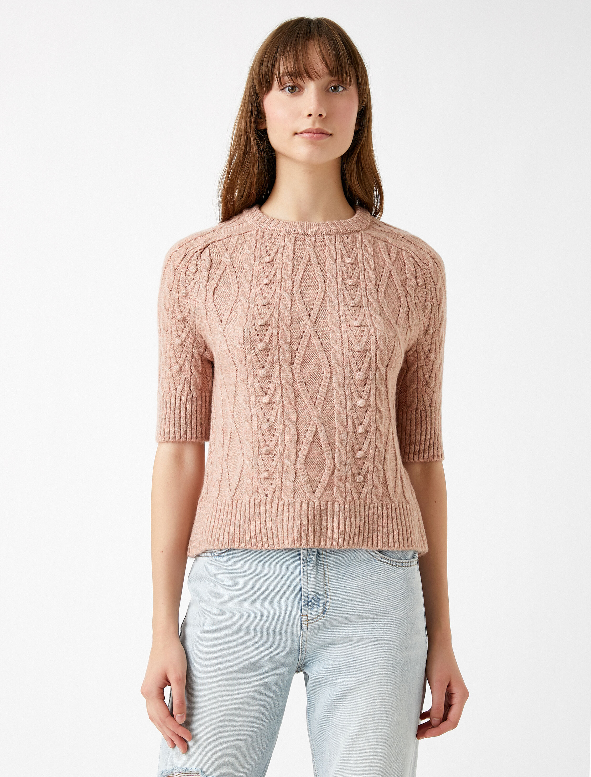   Bisiklet Yaka Triko Kazak Kısa Kollu