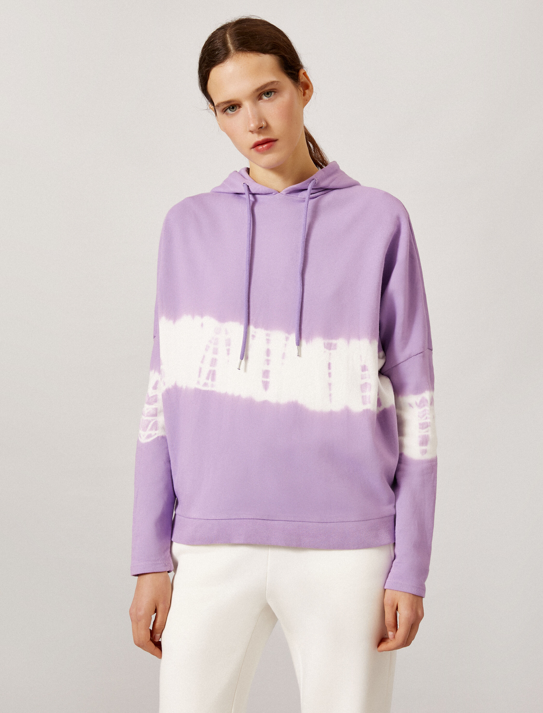   Kapüşonlu Sweatshirt Renk Bloklu Pamuklu Oversize