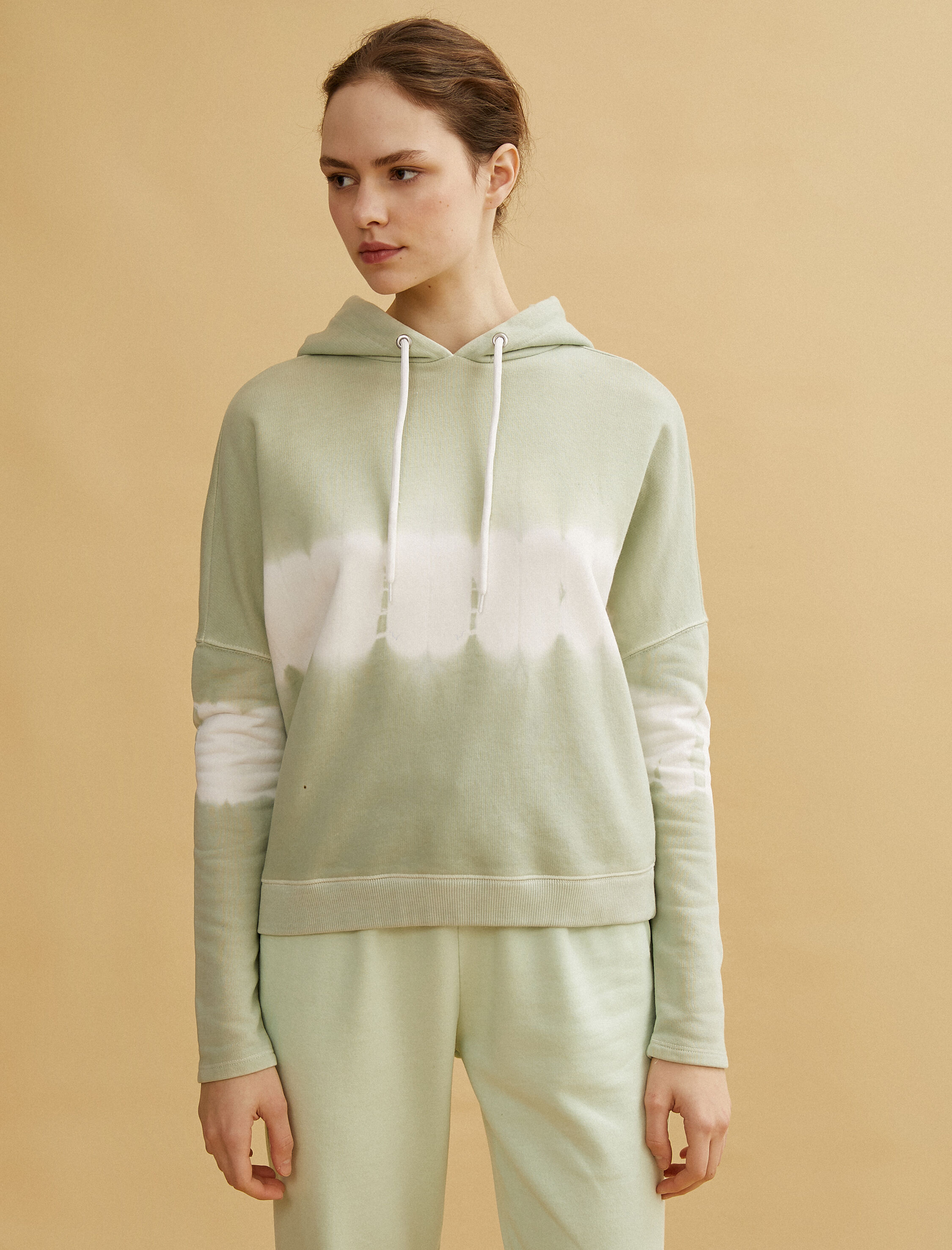   Kapüşonlu Sweatshirt Renk Bloklu Pamuklu Oversize